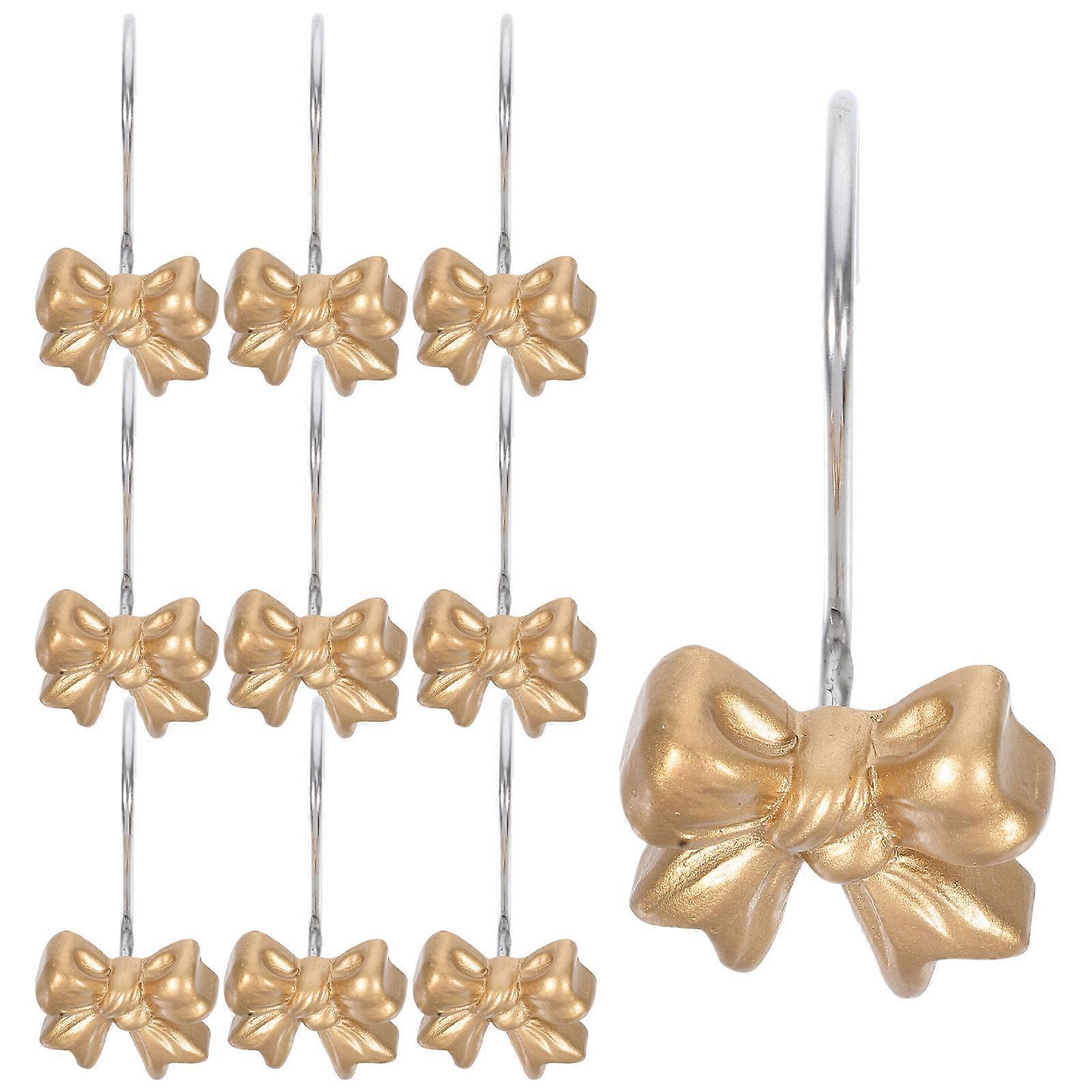 10pcs Resin Bow Shower Curtain Hooks – Smooth Glide Rings for Standard Rods – Easy Installation – Unique Bathroom Decor for Daily or Holiday Use