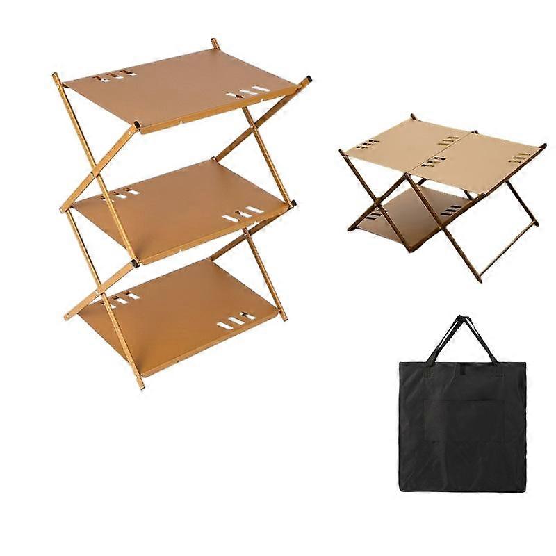 Outdoor camping storage rack, three-layer foldable aluminum alloy