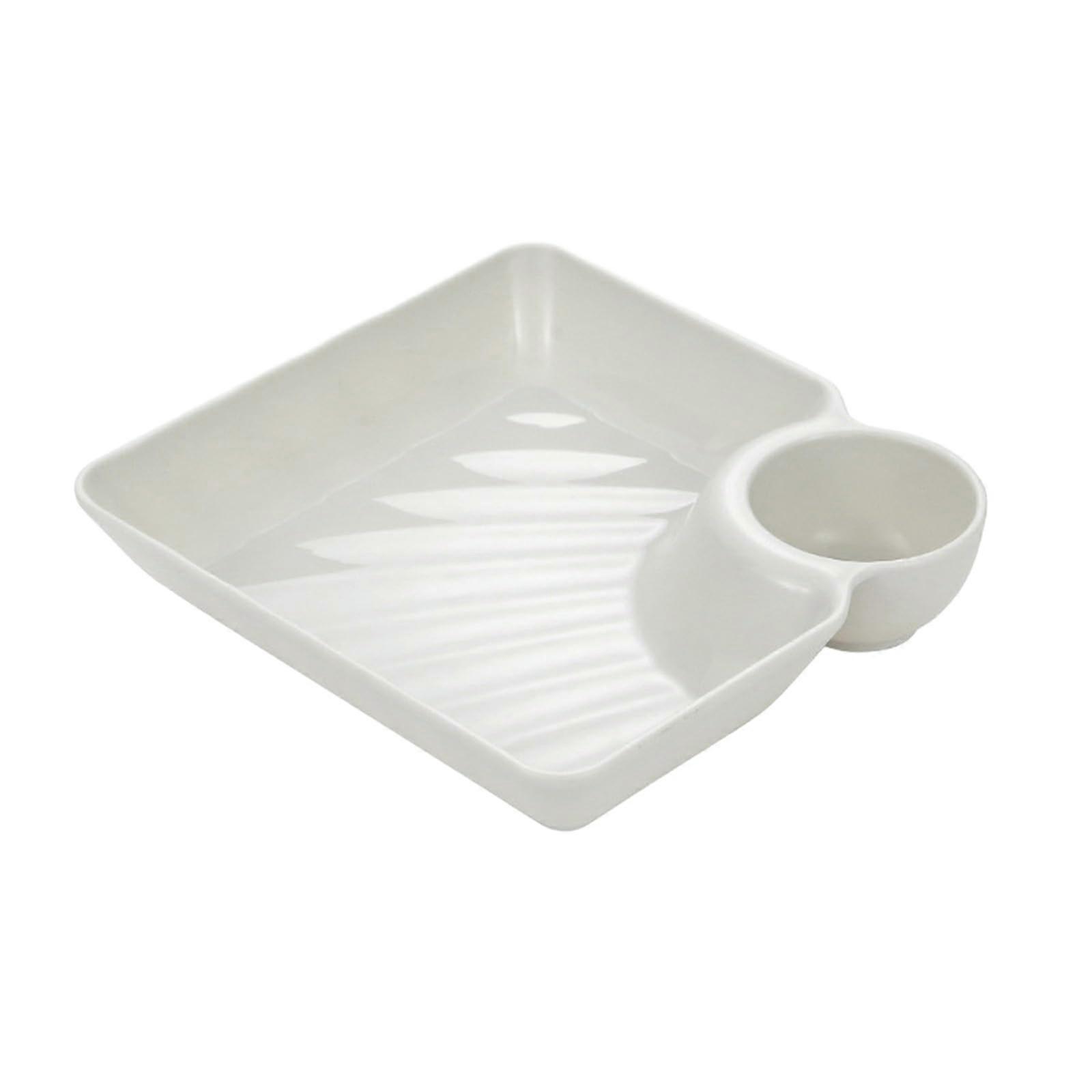 Dumpling Plate Set, 4Piece Square Plates For Dumplings, Japanese Style Tableware, White Or Yellow