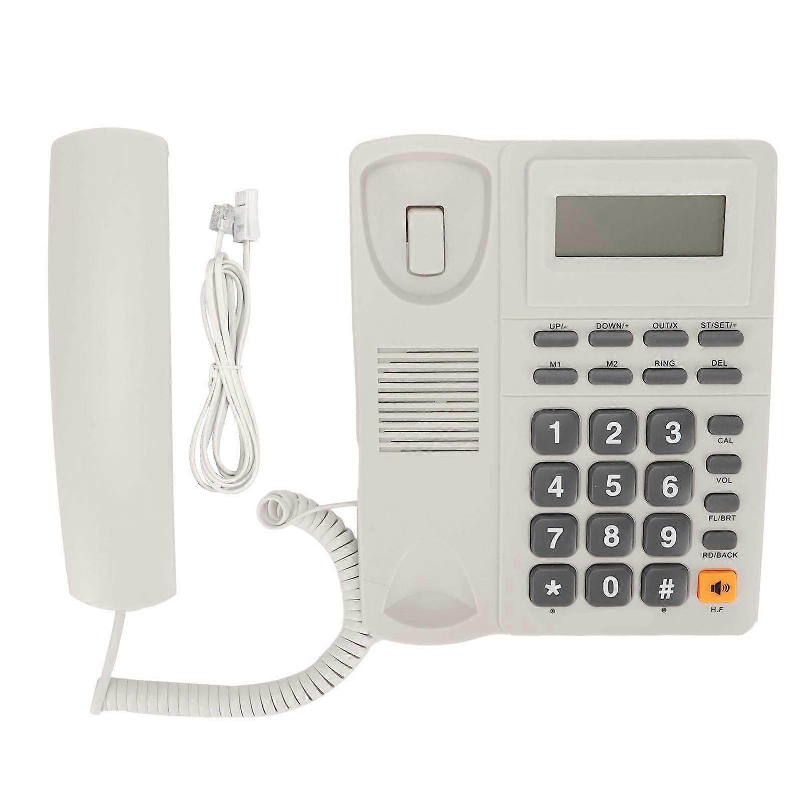 White Corded Phone with Noise Reduction, Speed Dial, and Caller ID for Office Use