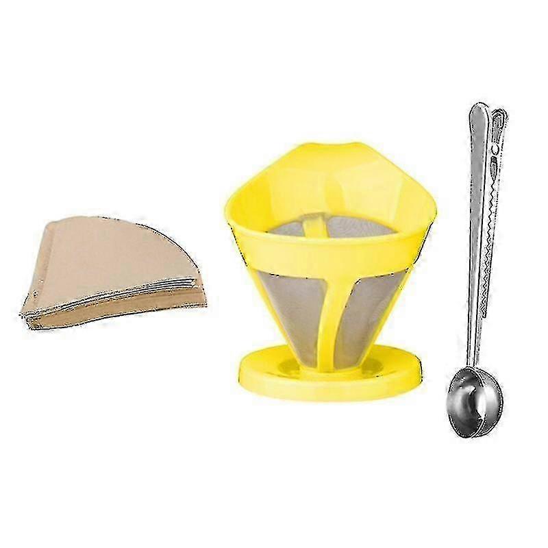 Reusable Single Cup Pour Over Coffee Dripper with Disposable Paper Filter and Grinder Tool