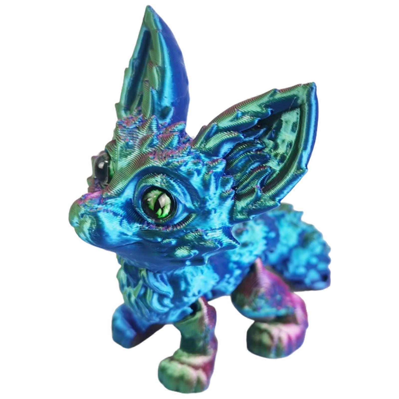 3D Printed Foxes Flexible Joint Articulated Foxes Fidgety Toy Table Desktop Ornament Realistic Hairless Foxes Figurine  Red green blue
