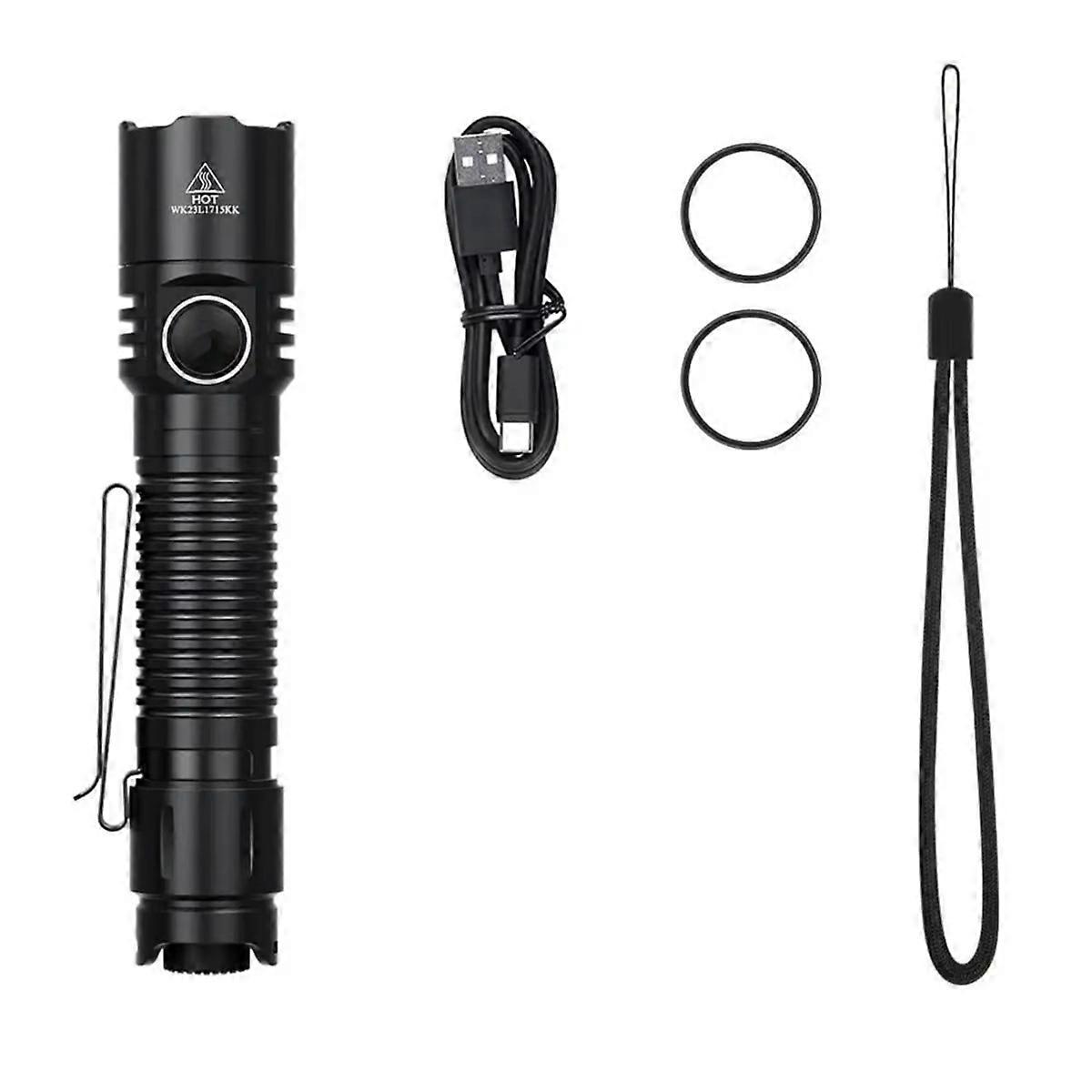 Flashlight 3000 Lumen XHP50D HI,USB-C Rechargeable,IP68 Waterproof,Dual Mode, with Tail Switch