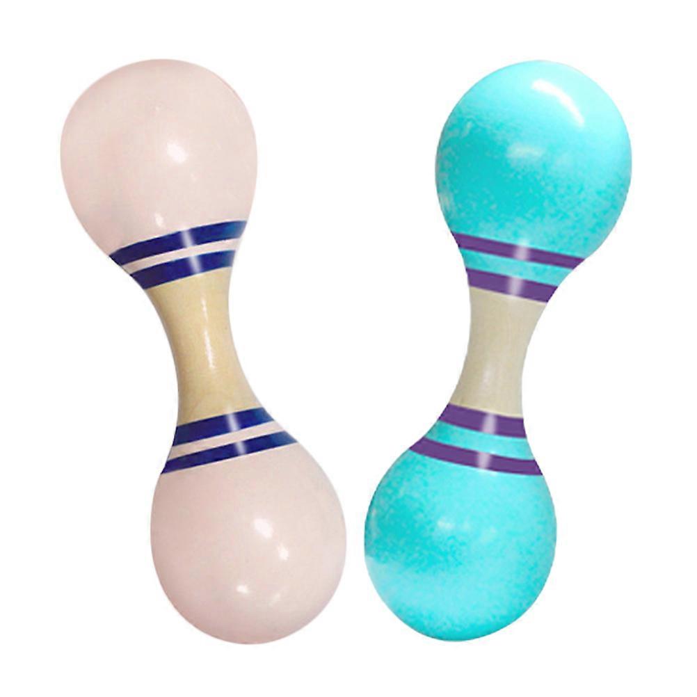 Wooden Percussion Instruments Set Double-Headed Sand Shaker Eggs Maracas Toy For Kids Musical Perception Enhancement 2Pcs