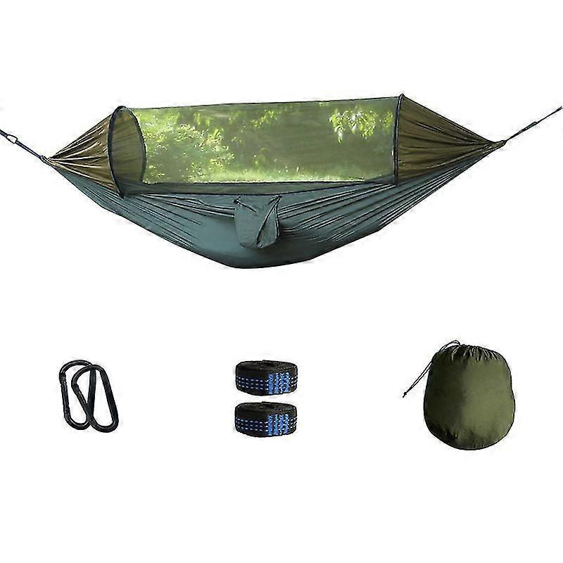 outdoor sleeping hammock featuring mosquito net
