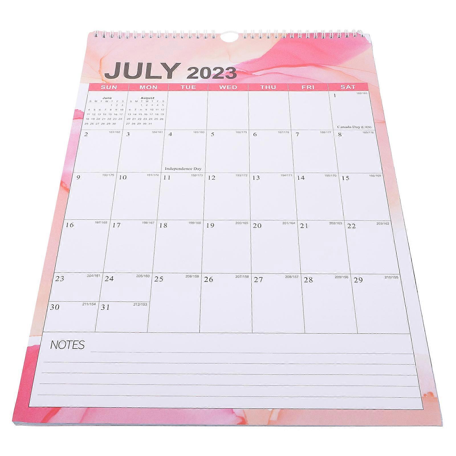 English Wall Calendar for Appointment Hanging Calendar Monthly Noting Assorted Color