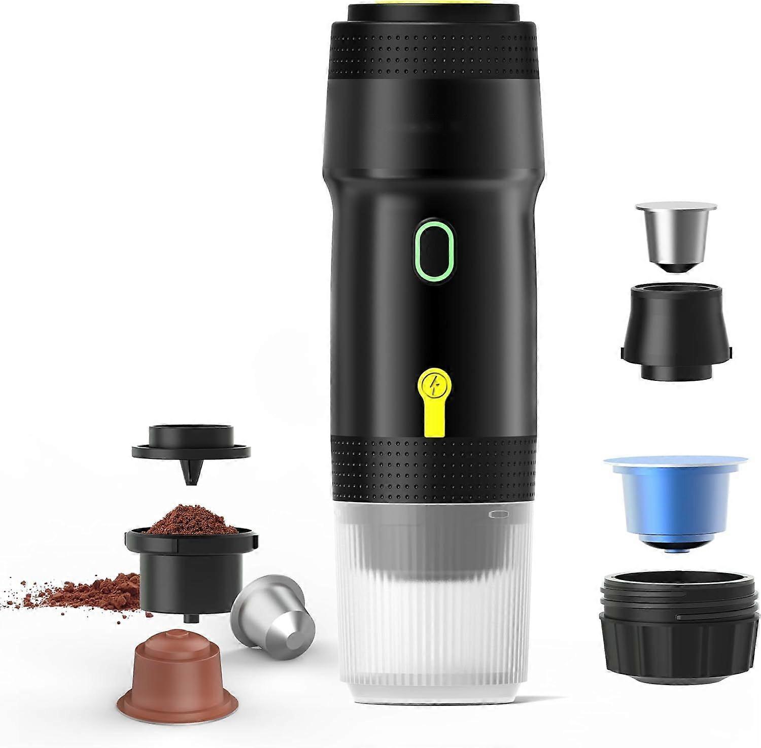 Portable Espresso Machine, 3-in-1 Coffee Maker 20 Bar, Self-Heating Travel Espresso Maker Compatible with NS/DG Pods & Ground Coffee for Camping, Offi
