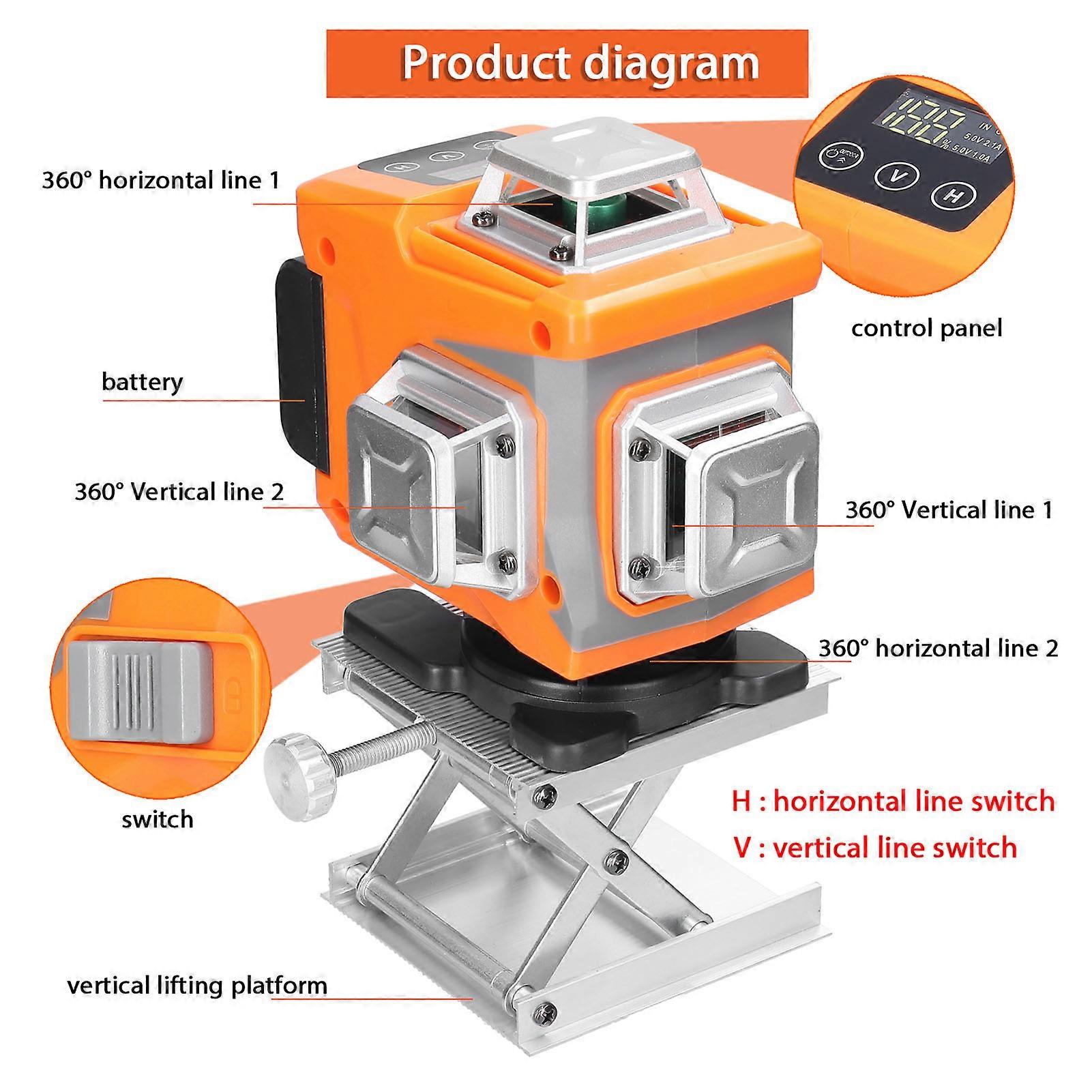 16 Lines Laser Level 3° Self-Leveling Tool with Remote & Tripod