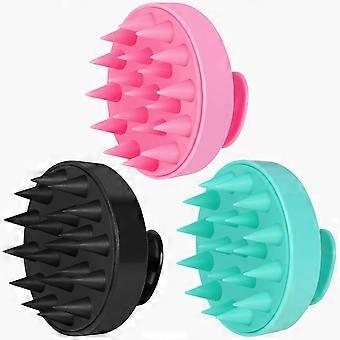 Hoofdhuidmassager 3 stuks, shampooborstel, haarschrobber voor exfoliatie, zachte siliconenborstel voor haargroei en verwijdering van roos