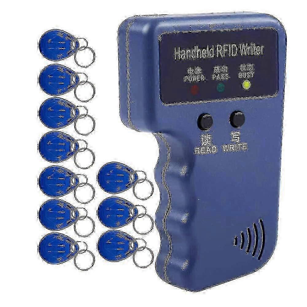 Håndholdt 125khz RFID Reader Writer Duplicator kopimaskin, oppgradere ID-kort Cloner programmerer, med 10 stk