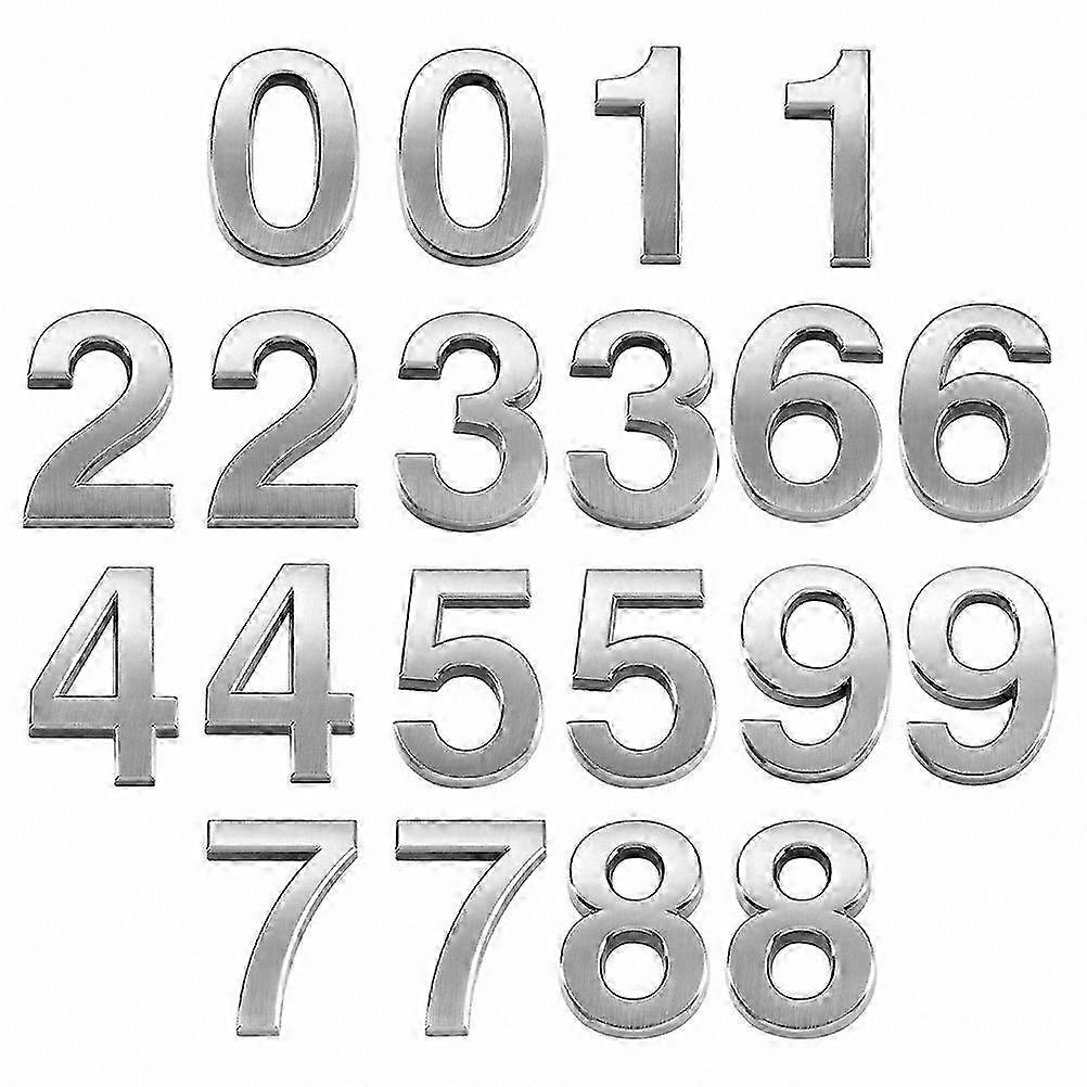 Silver ABS Resin Number Stickers 0-9 for Door Application Self-Adhesive Easy Installation