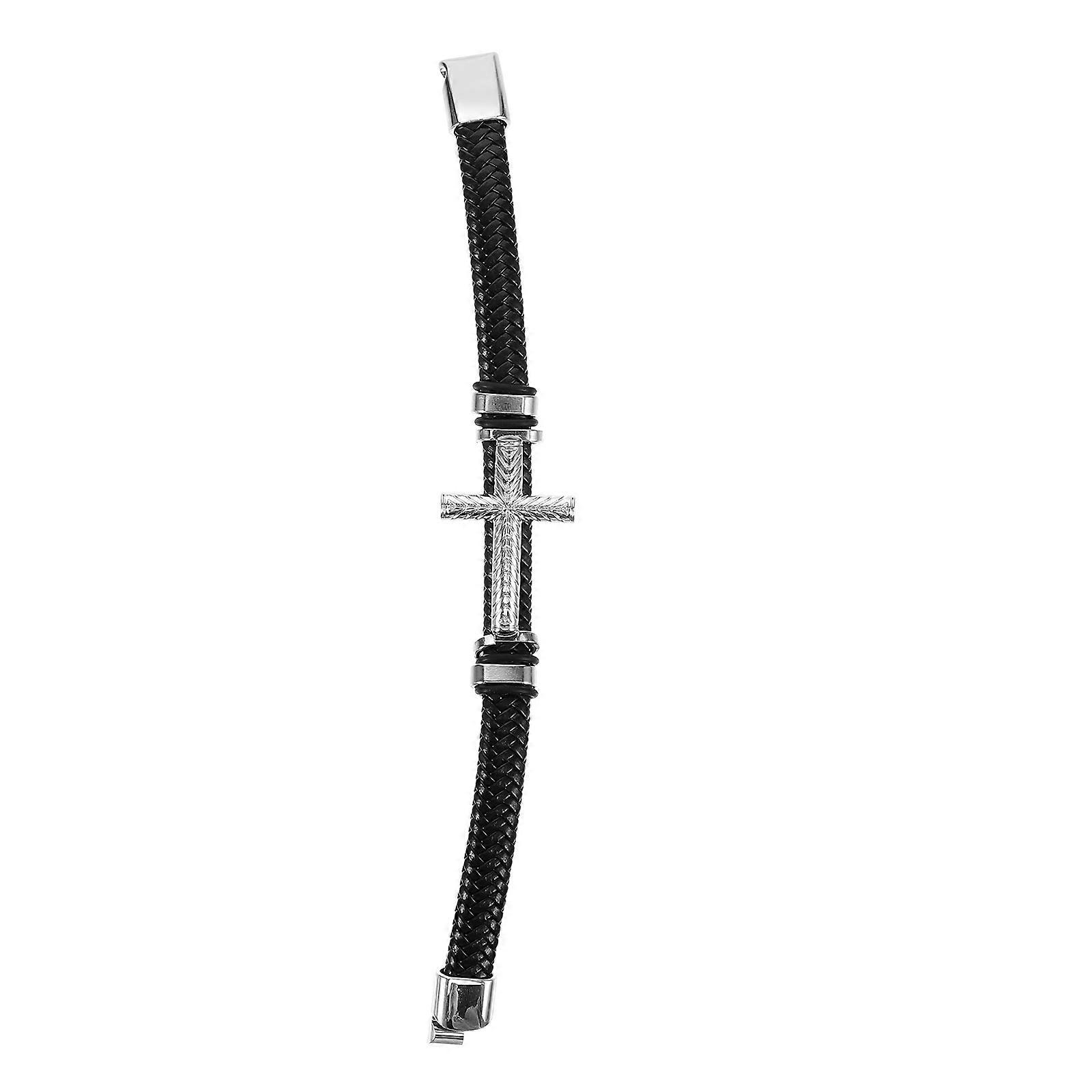 PU Mens Bracelet Cross Braided Bangle for Wearing 4Pcs Durable