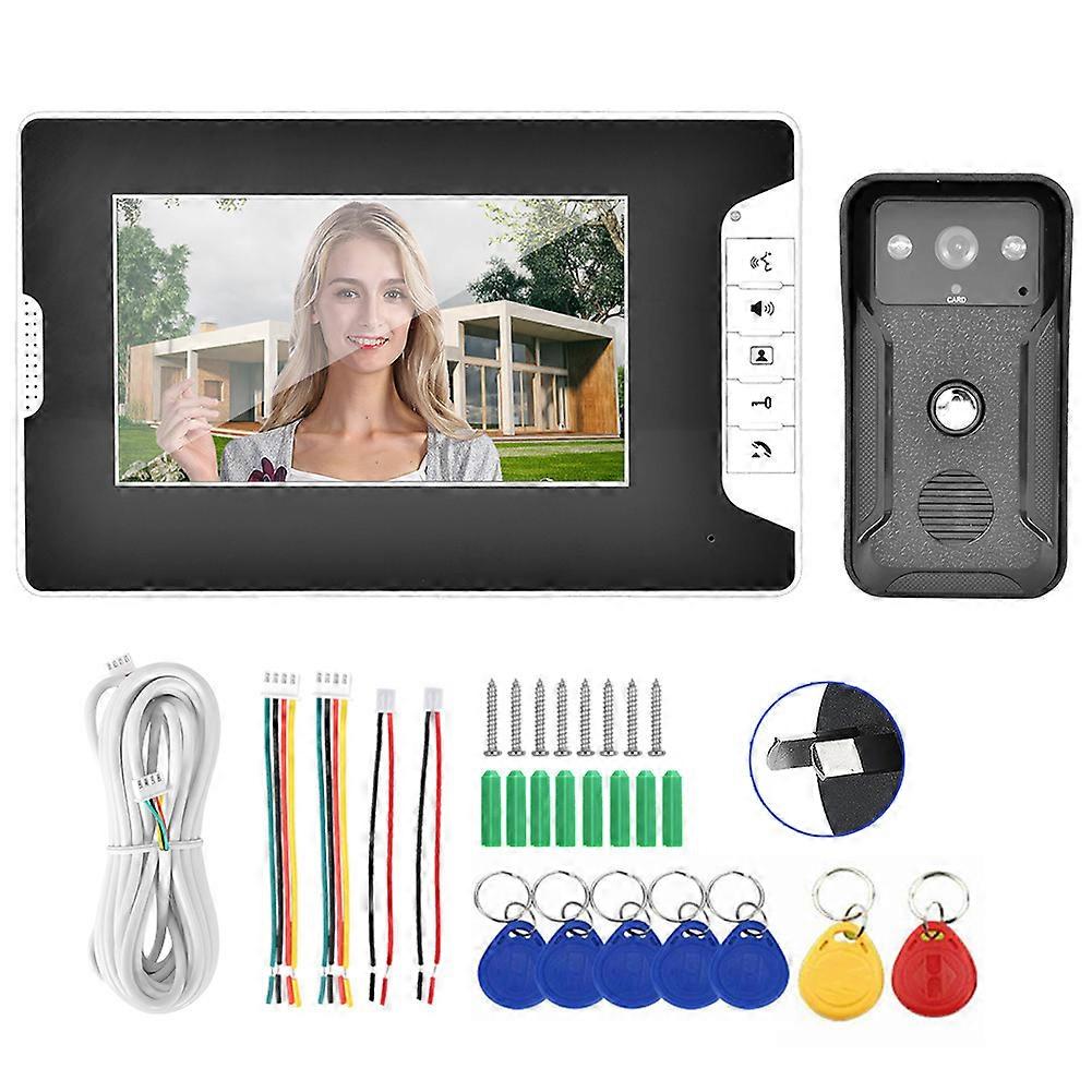 7inch TFT Night Vision Doorbell ID Card Security Intercom Camera Video Door Phone 100-240VAU Plug