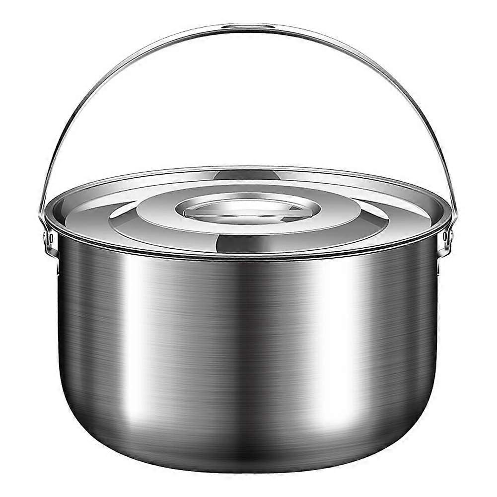 Stainless Steel Outdoor Camping Cookware Pot With Lid And Handle For Camping And Home Use 1L 2.4L 4L 6L