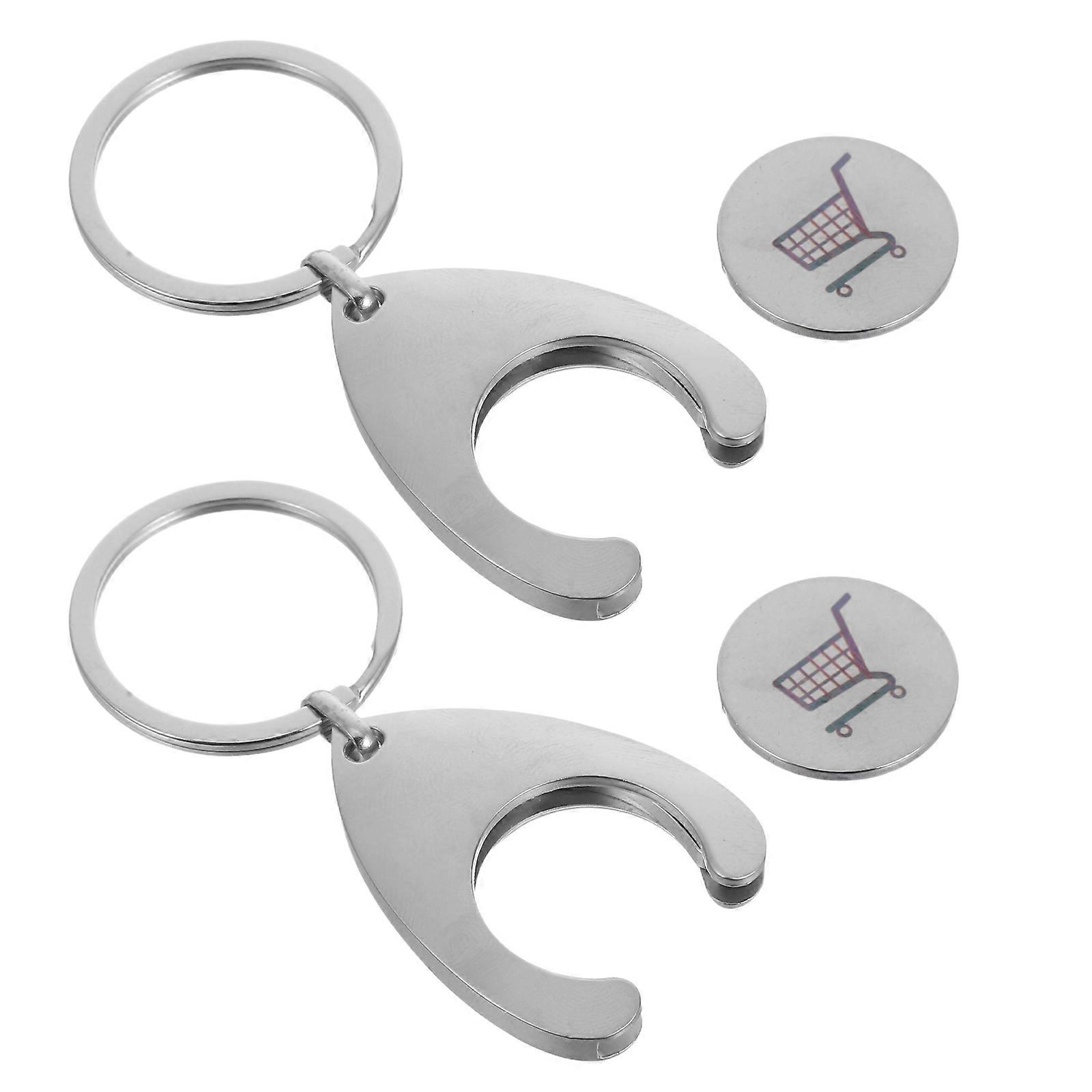 Shopping Trolley Token Keychain for Shopping Cart Convenience 2Pcs
