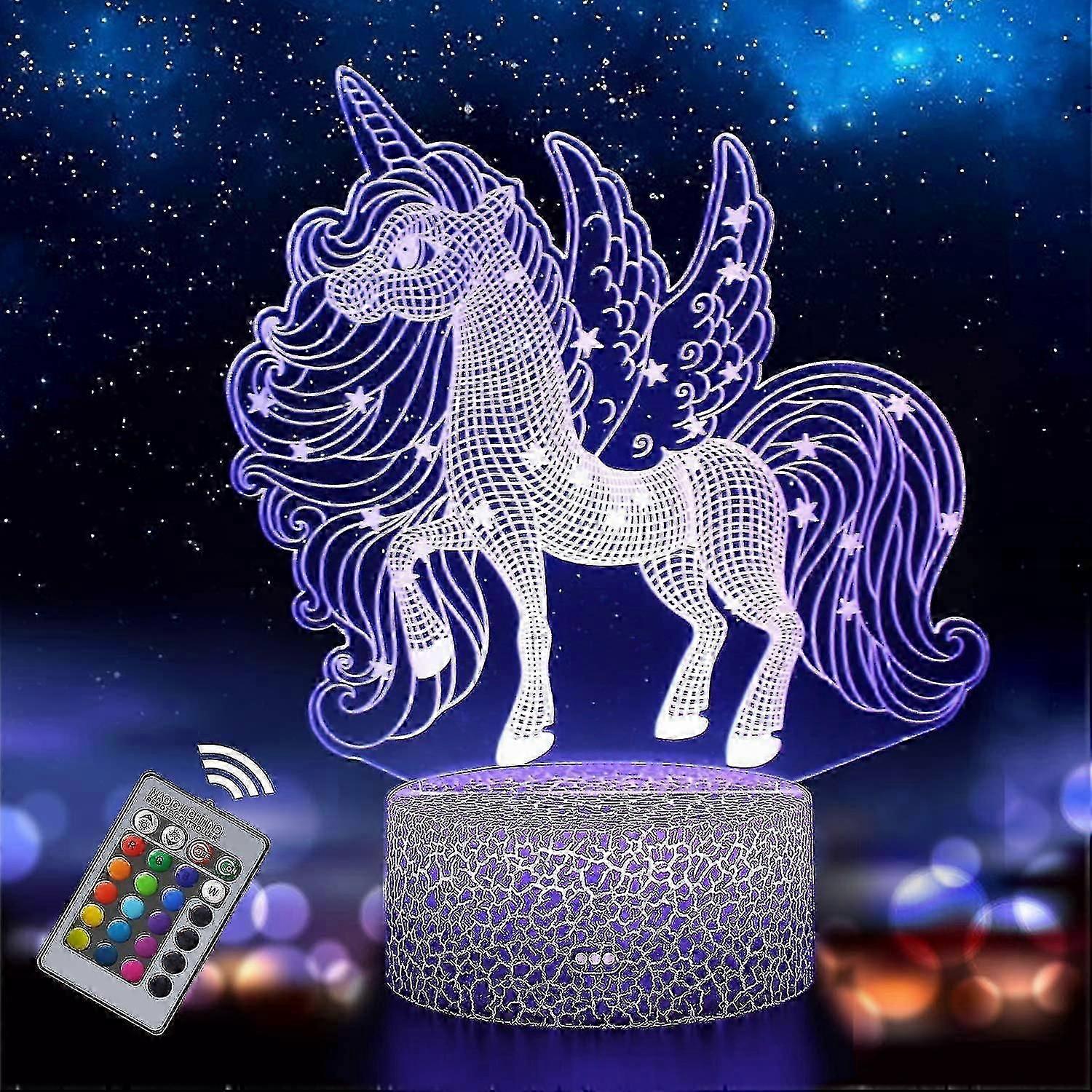 Unicorn Night Light For Kids And Baby, Rechargeable 3d Illusion Lamp 16 Changing Colors With Remote Control, Birthday And Holiday Gift For Kids Girls(