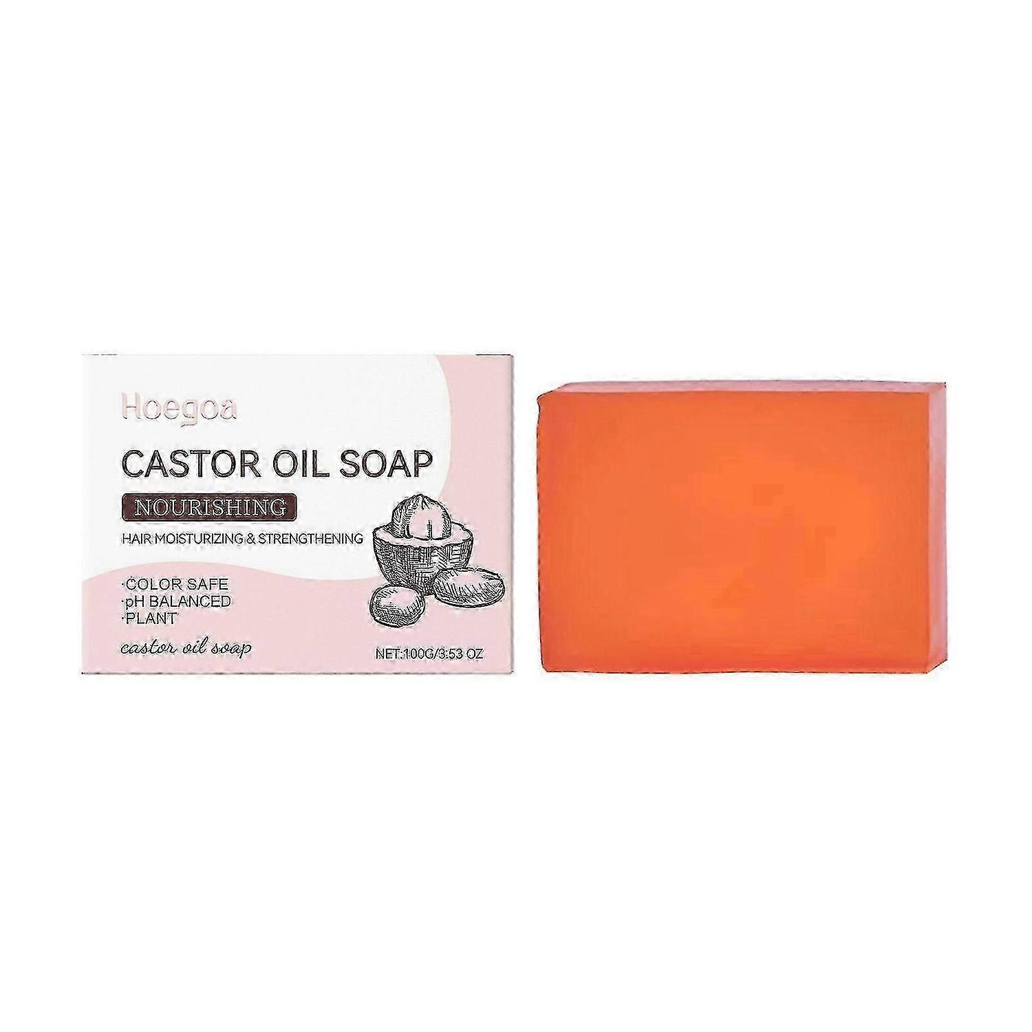 Hoegoa Castor Oil Shampoo Soap Gentle Cleansing Scalp Natural & Fluffy Soft Moisturizing Shampoo Soap~A