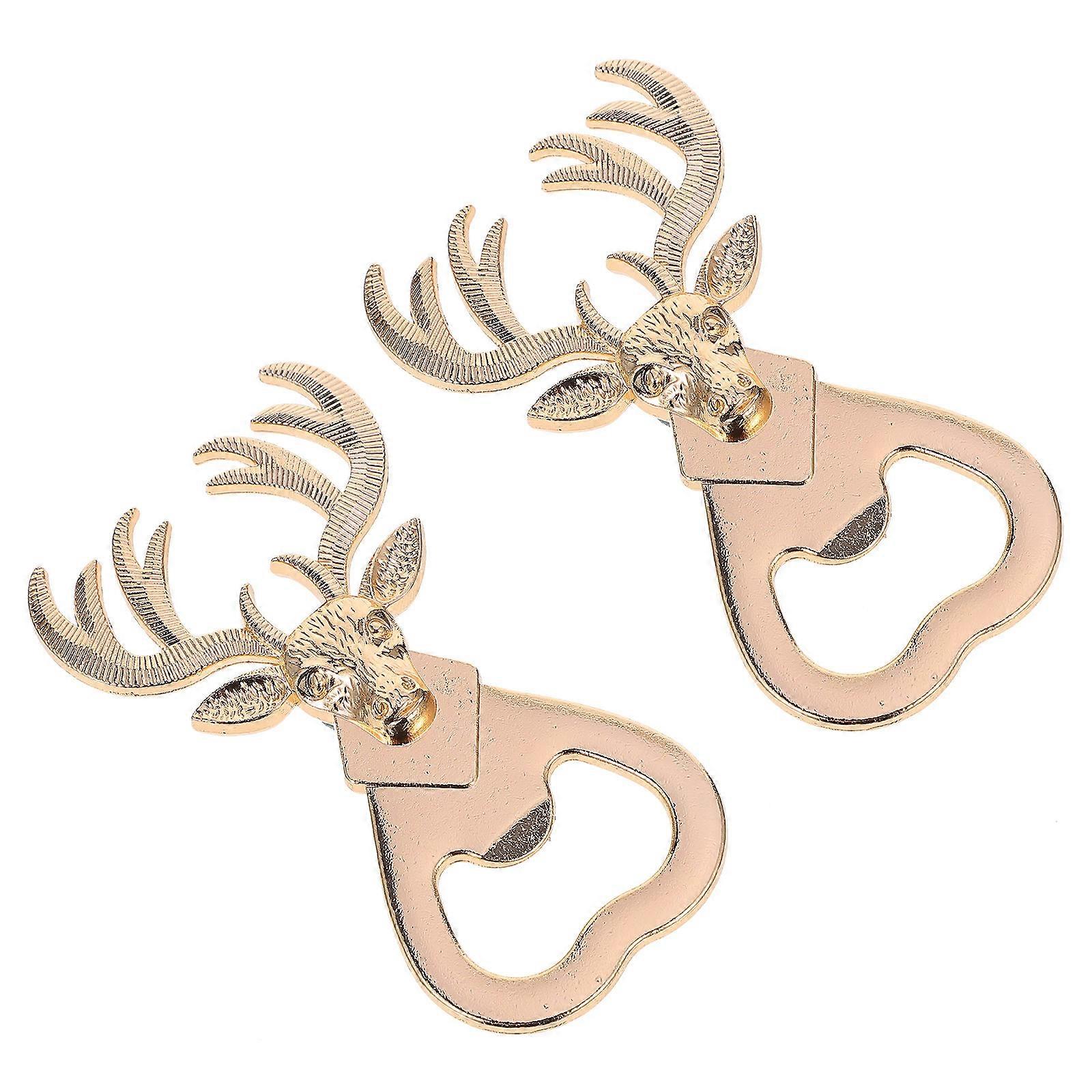 Deer Head Bottle Opener for Party Use 2Pcs Creative Portable Handheld Lifter