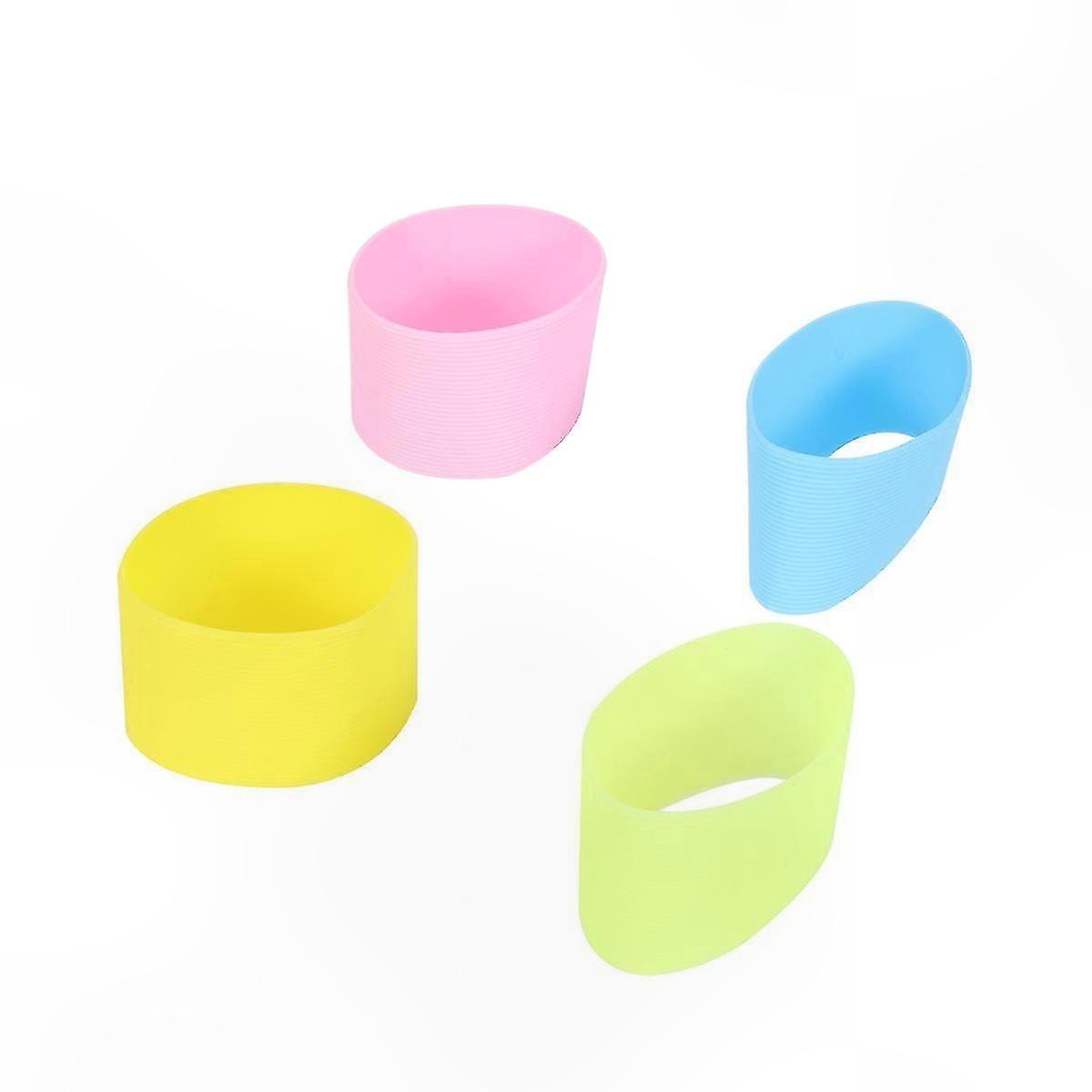 4-Pack Silicone Cup Sleeves in Assorted Colors for Mugs and Bottles, Heat-Resistant and Non-Slip Grip Solution