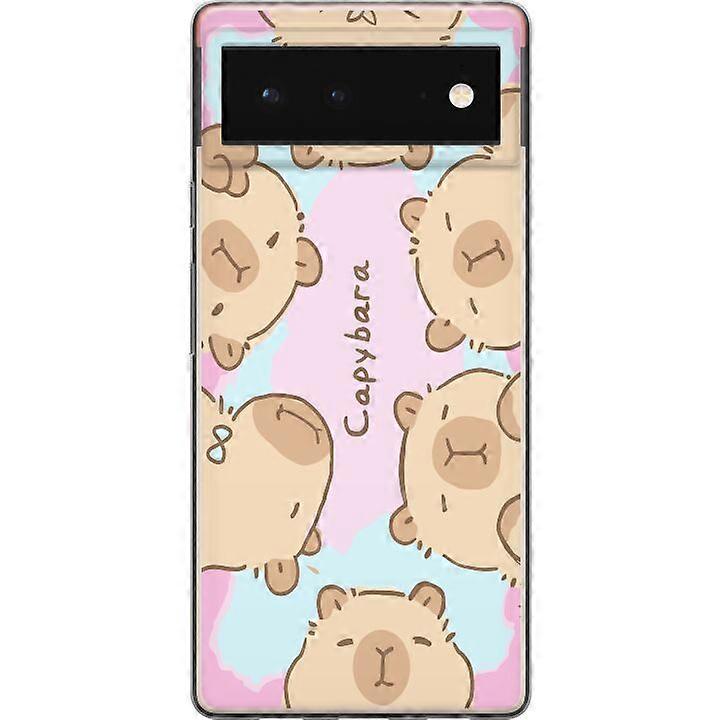 Google Pixel 6 Clear Phone Case Cute Capybara Cartoon