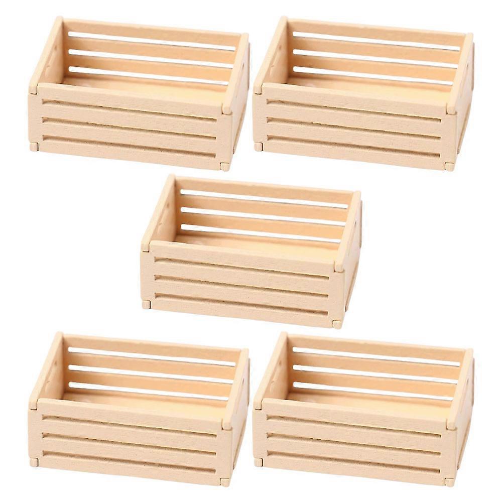 Wooden Storage Crates for Dollhouse Use with 10Pcs Mini Baskets