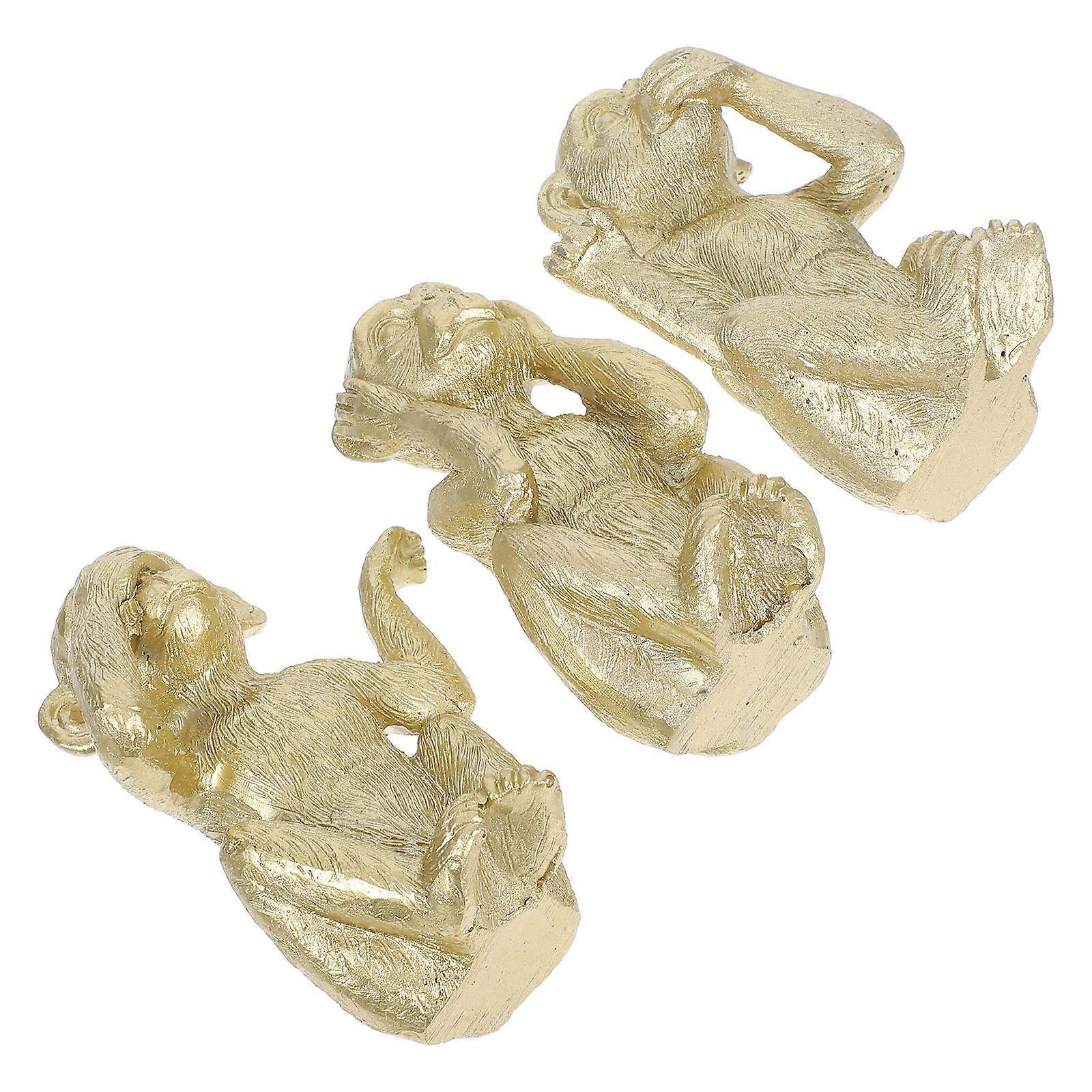 Resin Craft Resin Monkey Figurine for Decoration 12Pcs Golden Ornament