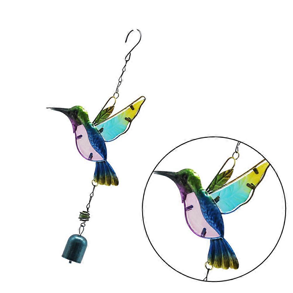 Wind Bell Hummingbird Shaped Colored Drawing Craft for Decor 2Pcs Blue