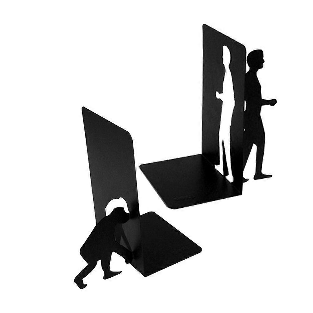 Iron Bookend for Shelves Black Creative Book Storage 2Sets