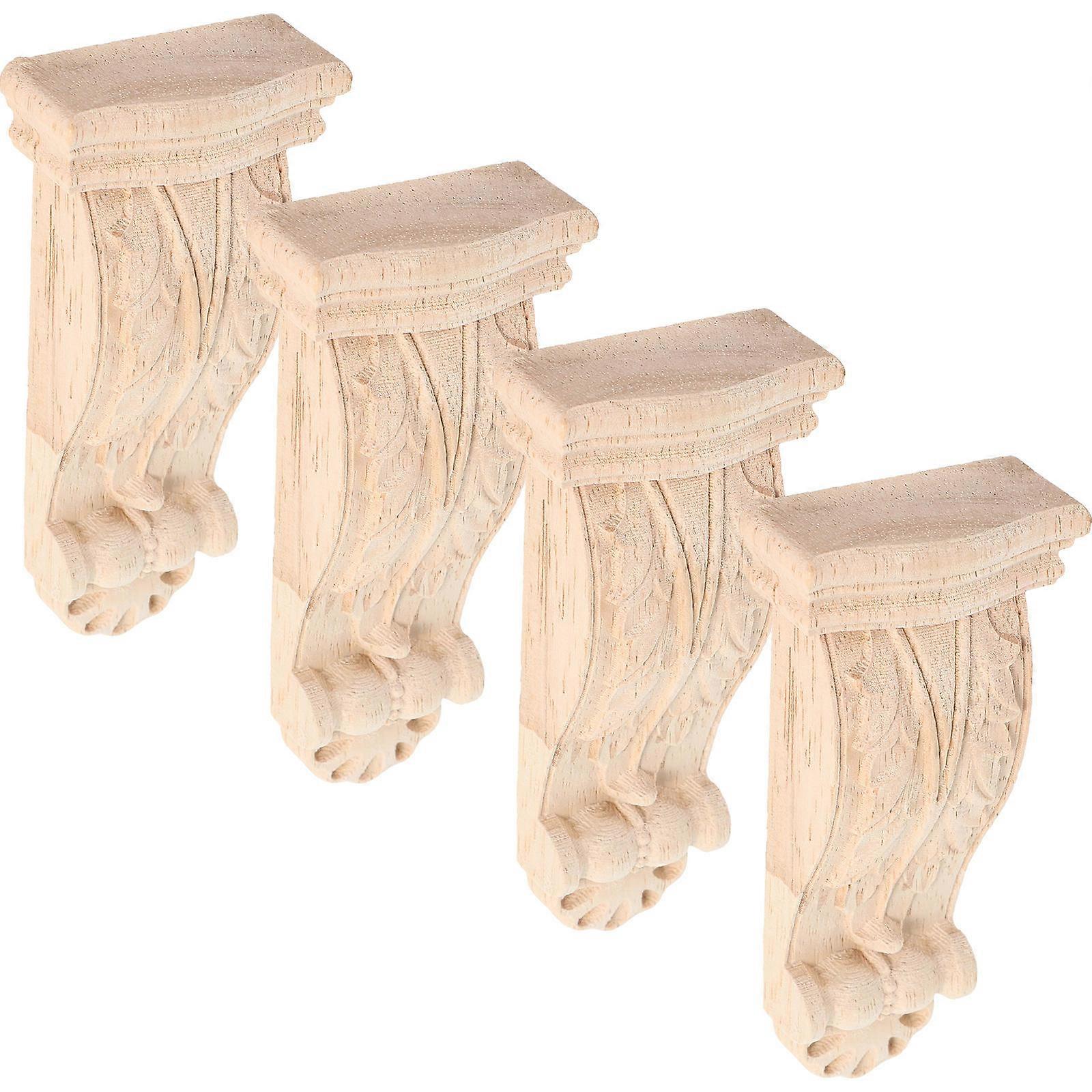 Rectangular Wood Carved Corners Decorative Applique For Indoor Decoration 20 Pcs Furniture Style Classic