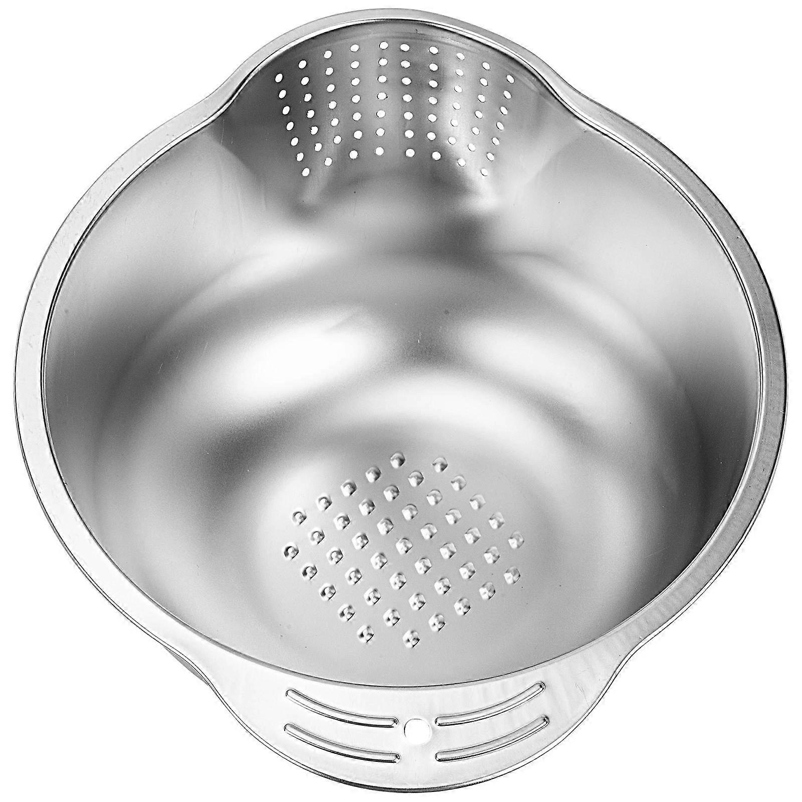 Kitchen Supply Draining Basket Silver for Vegetable Washing 3Pcs