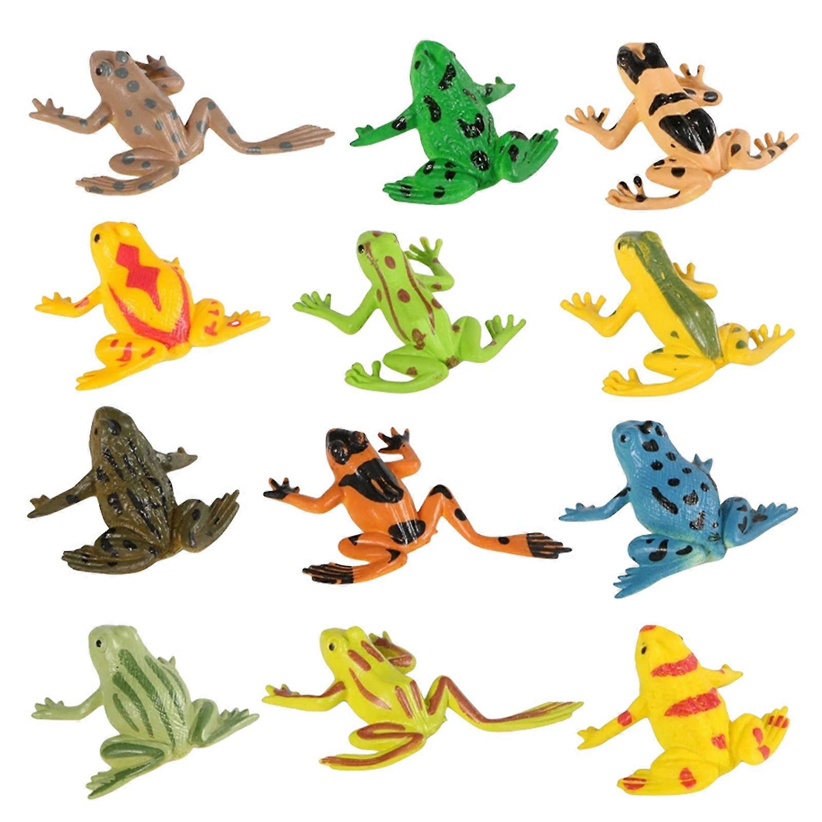 Frogs Figurines Plastic Frogs Toy for Decor 48Pcs Assorted Colors
