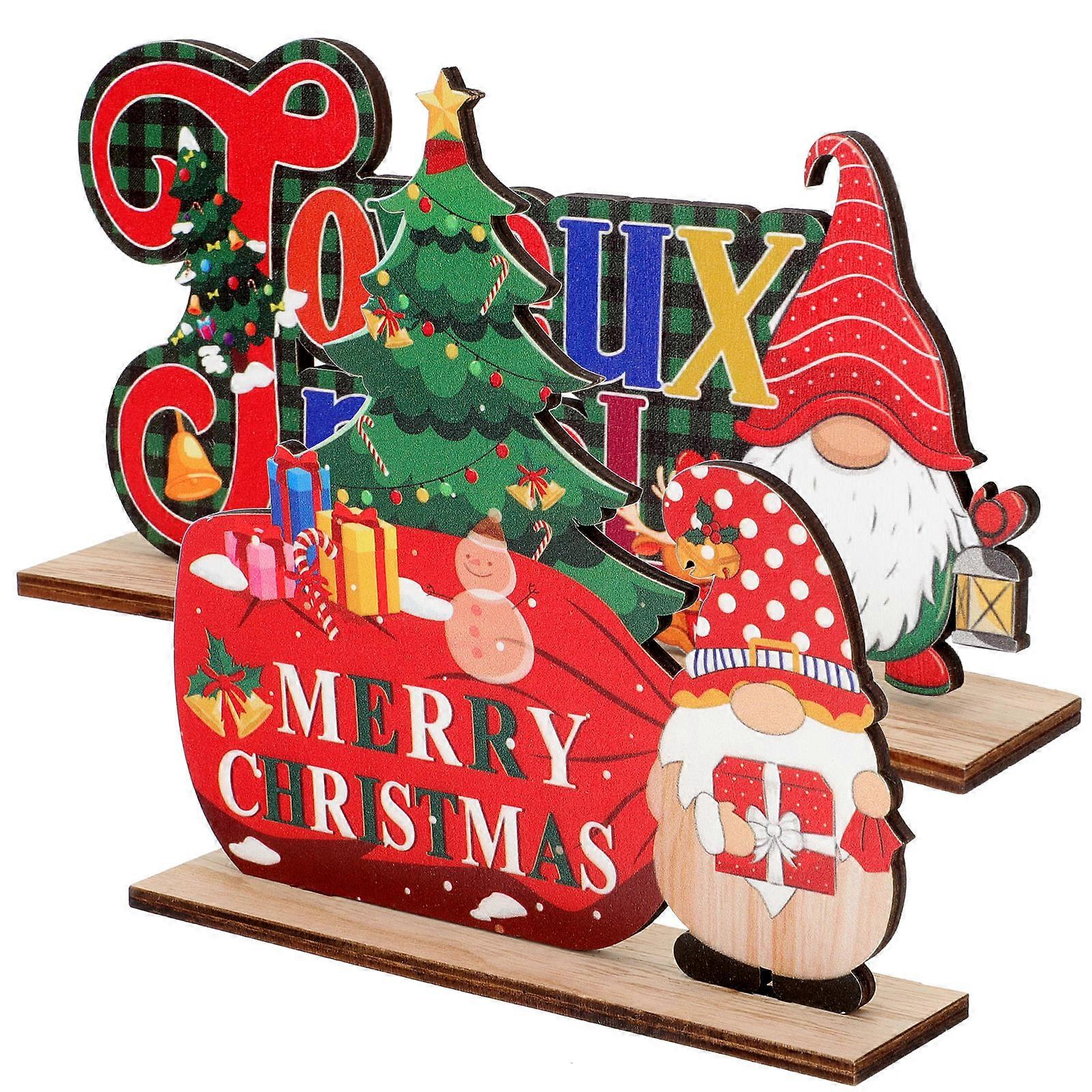 Xmas Wooden Decor Gnome Tabletop Ornament for 6Pcs Display