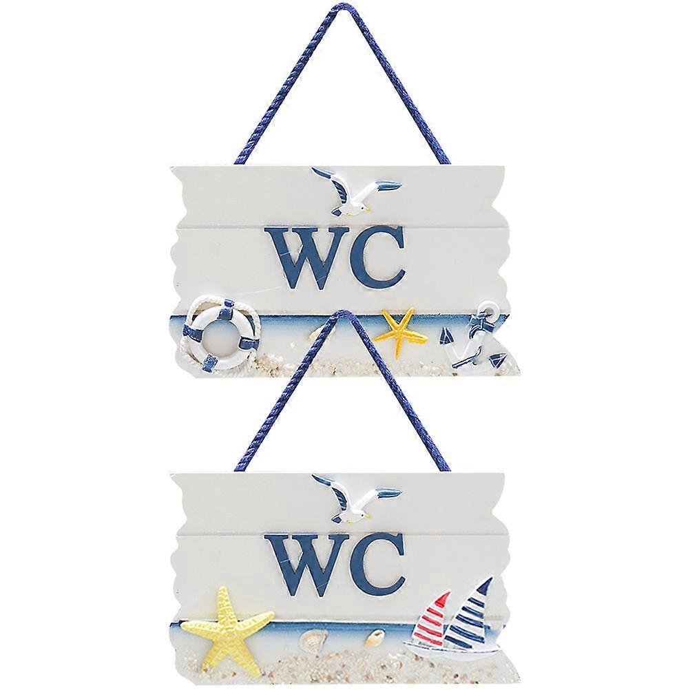 Mediterranean Style 8 Pcs Toilet Sign WC Sign Wall Sign Rectangular Directional Signage for Shopping Centers
