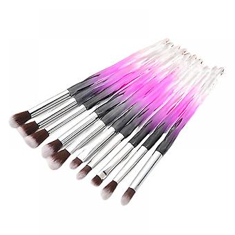 Veeki Makeup Brushes Crystal Handle Set, 10 PCS Crystal Transparent Handle  Foundation Brush  Eyeliner Eyebrow Brush for Valentines Day Gifts (purple)