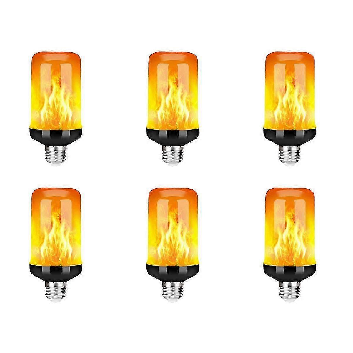 6X LED Flame Effect Light Bulb E27,Decorative Flickering Realistic Fire Lights Bulb,Festival Decora