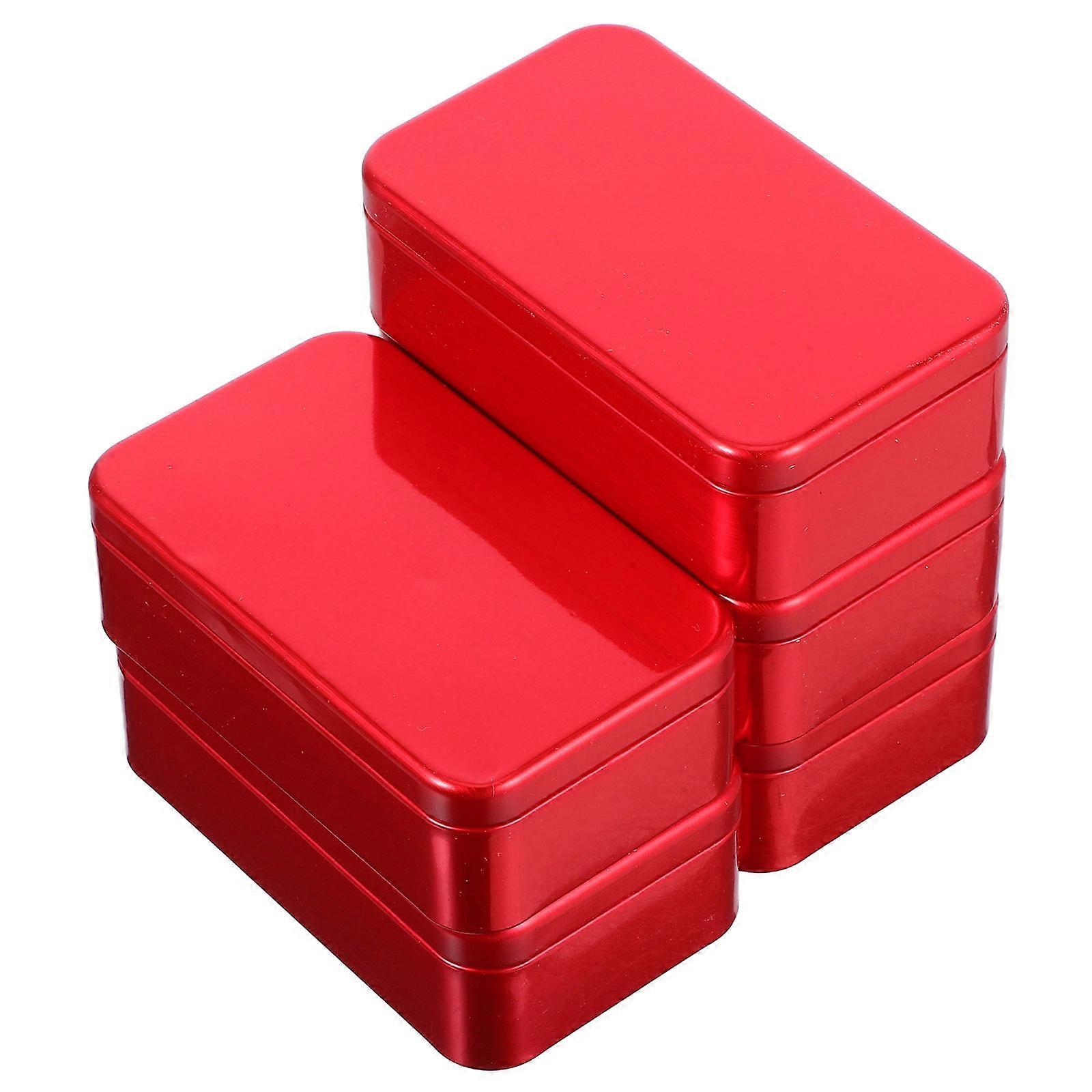 Rectangular Decorative Keepsake Case For Small Items In 20 Pcs Set Versatile Metal Tin Storage With Lid For Daily Use Red