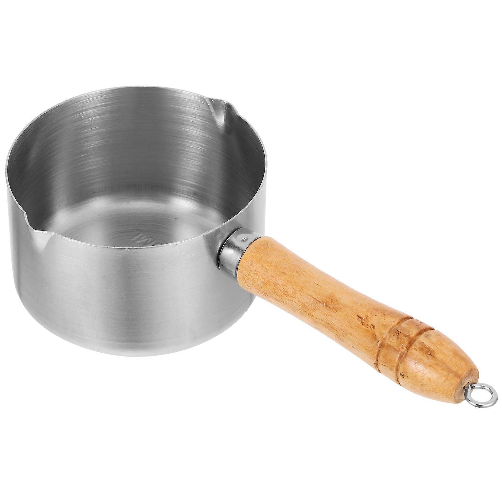 Mini Sauce Pan With Wood Handle Perfect For Camping Use 250ml Stainless Steel Design Frying 3Pcs