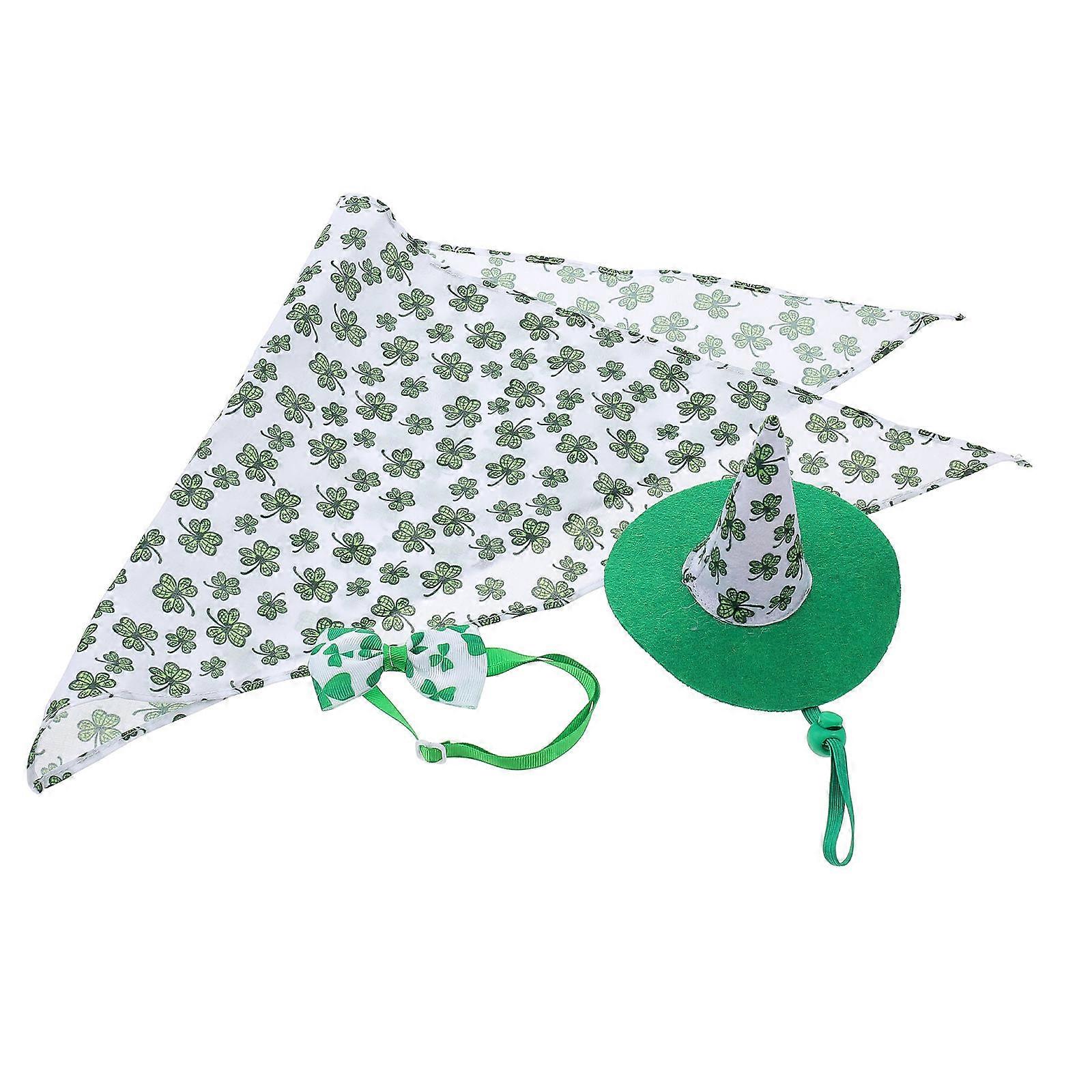 Creative St Patrick's Day Dog Collar and Hat Set for Pets 1Set