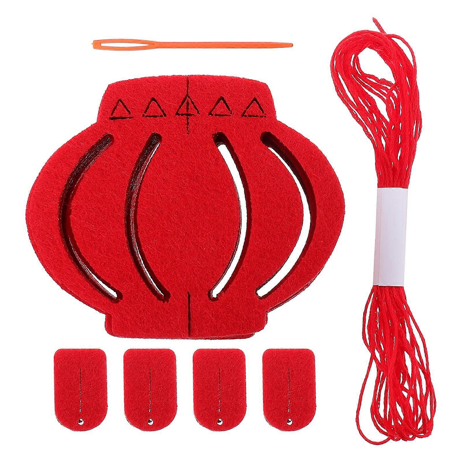 Festive Hanging Adornment Red Lantern String Flag with 3Pcs for Decor