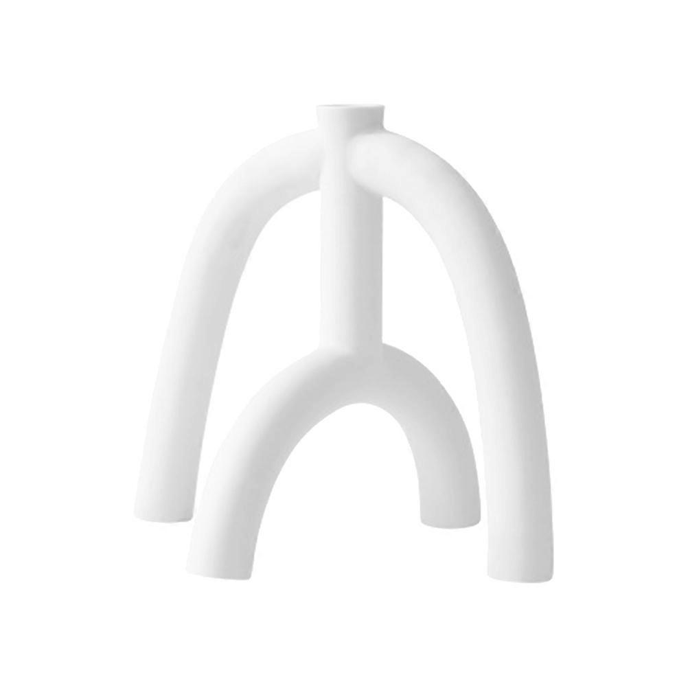White Ceramic Candleholder for Decor 1Pcs Simple Candlestick