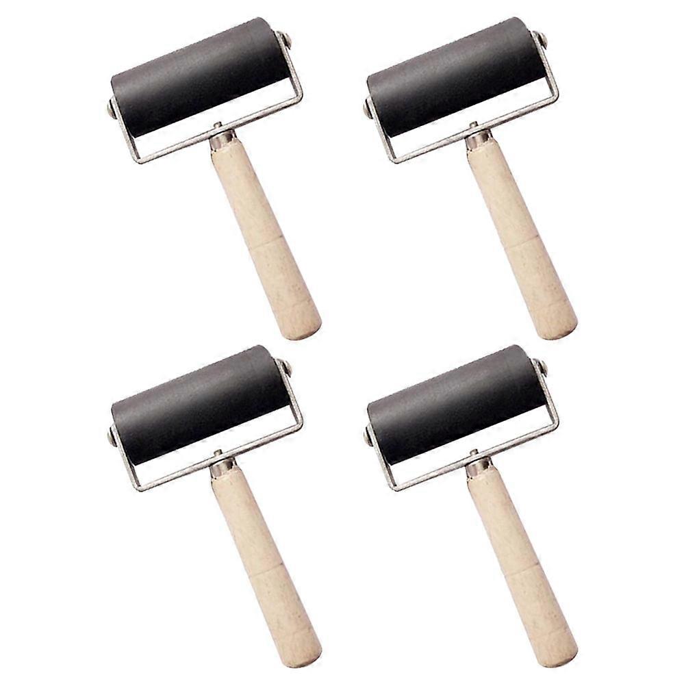 Cylindrical Black Roller Set For Ink Application 8 Pcs Ideal For Home Craft And Art Studio Use 11X6X3CM