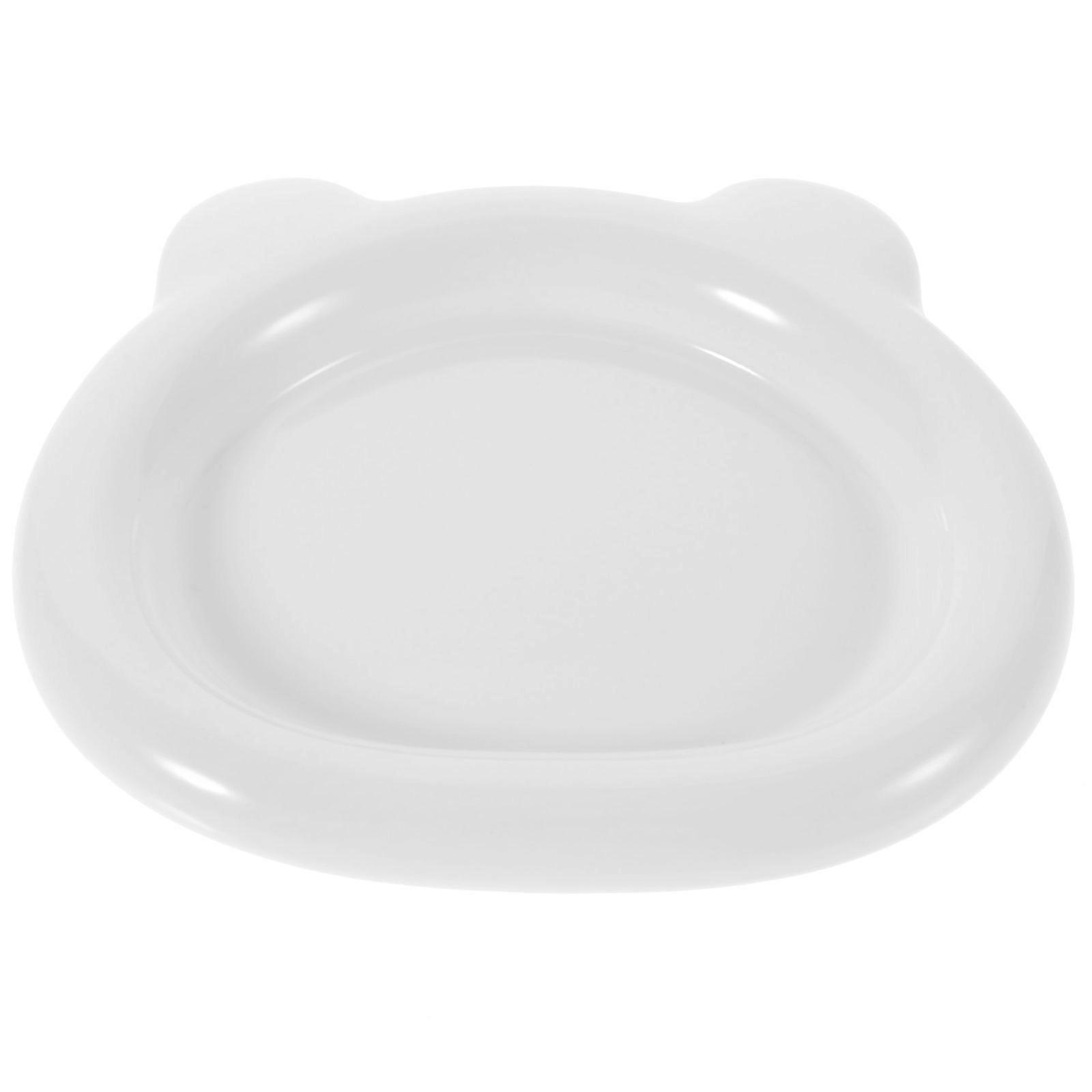 White Ceramic Jewelry Tray Bear Head Shape for Storage 3Pcs Multifunctional Plate