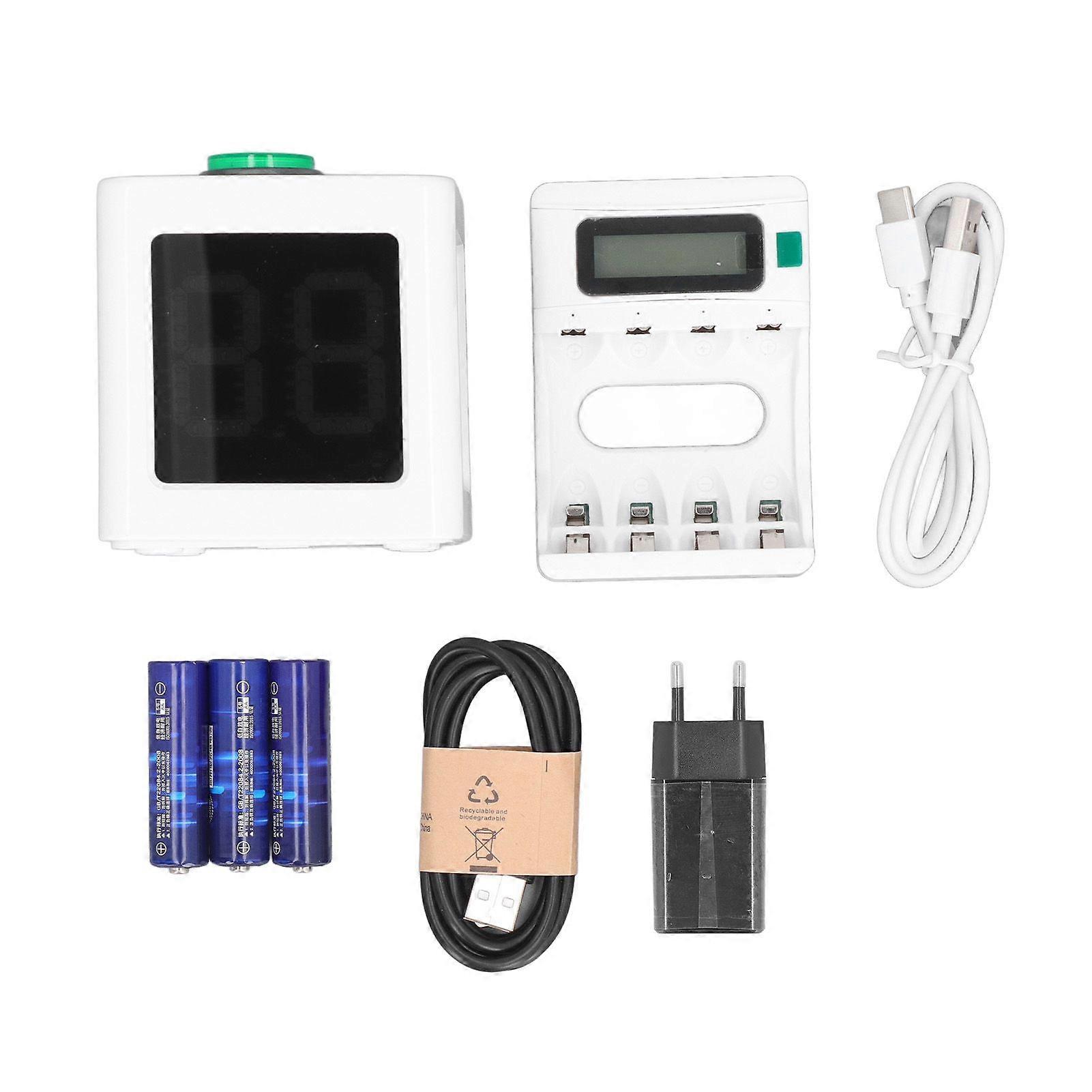 Poker Shot Clock Seconds Countdown Rechargeable 1.4in 4 Sides Cube Timer for Casino Chess Tournament White 100240V EU Plug