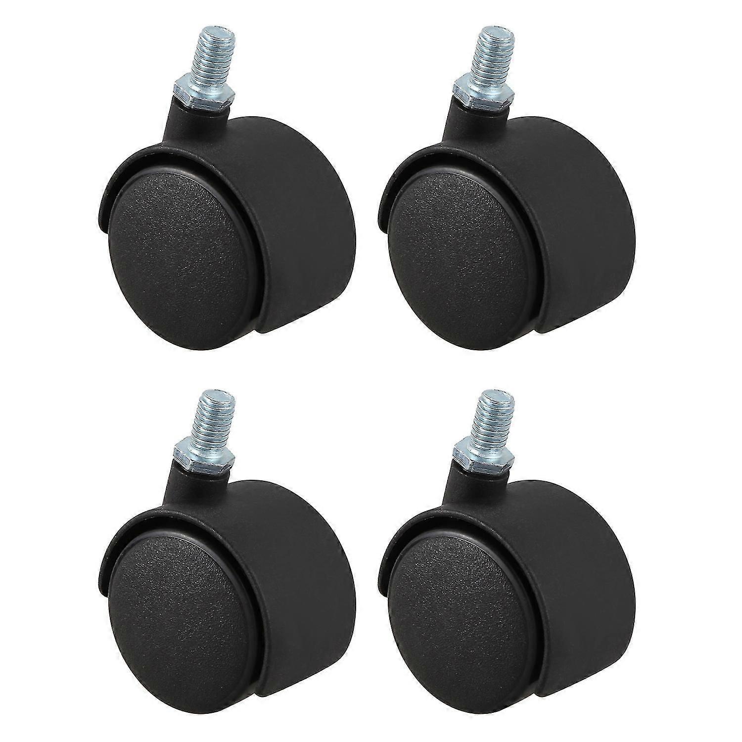 بلاستيك دوار عجلات 8 مم برغي جذع 1.5 بوصة ديا عجلة 4 قطع أسود