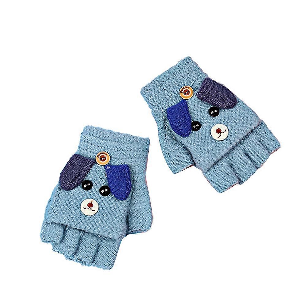 Kids Gloves Blue Half Finger Gloves Suitable for 1Pair