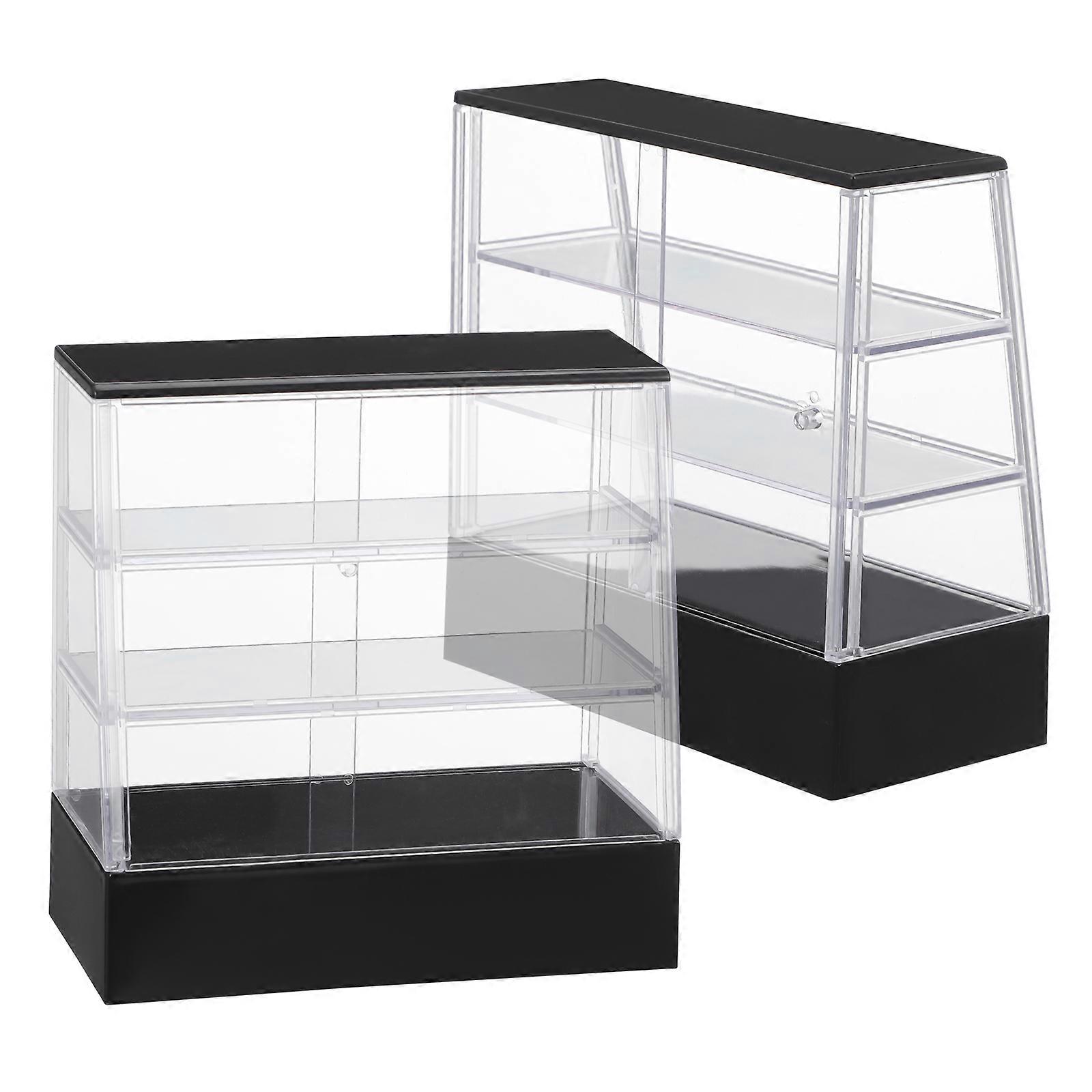 Miniature Display Cabinet For Dollhouse Decoration With Black Color And Simple Style For Children And Collectors 2Pcs