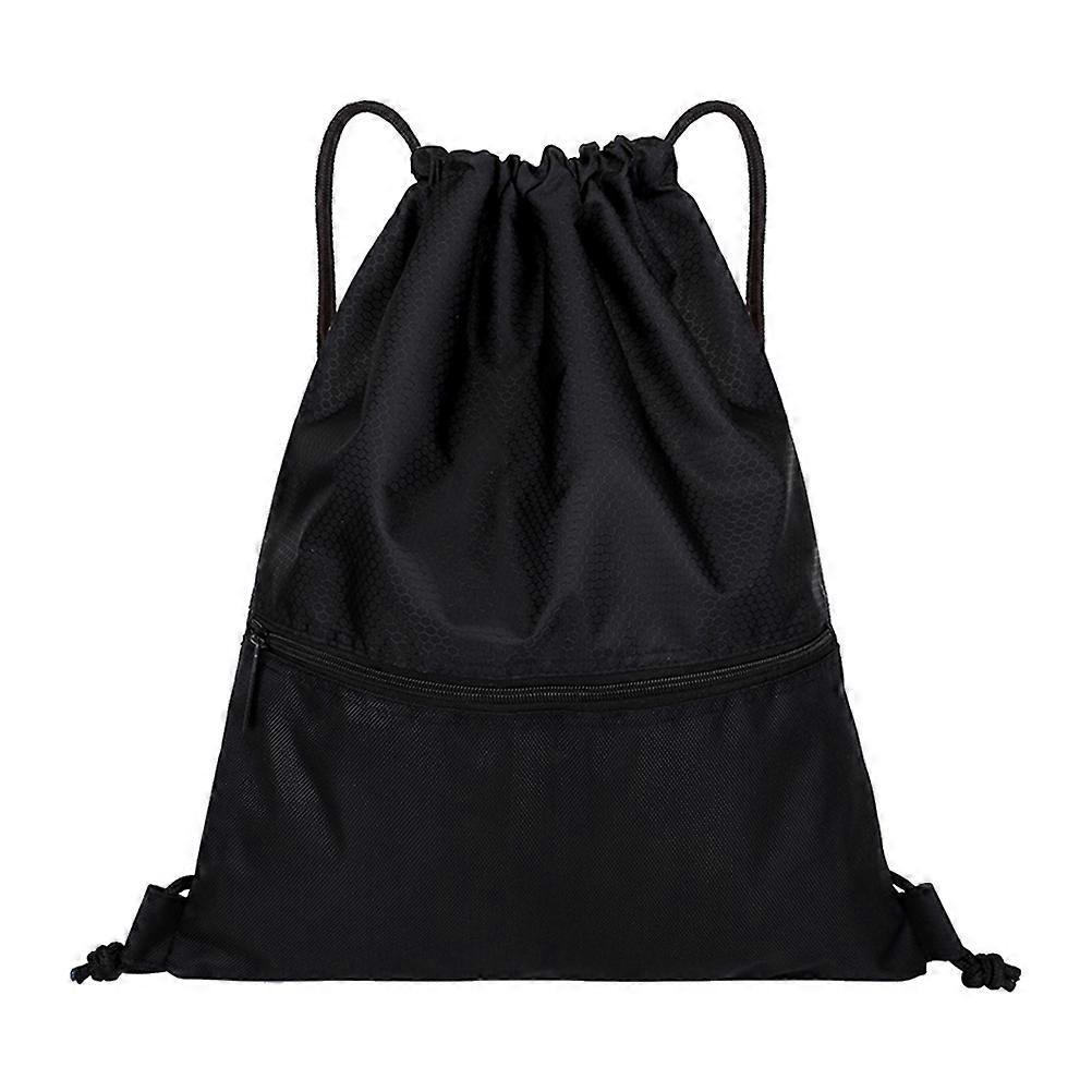Waterproof Drawstring Bag Nylon for Sports Use 2Pcs Black Durable Lightweight