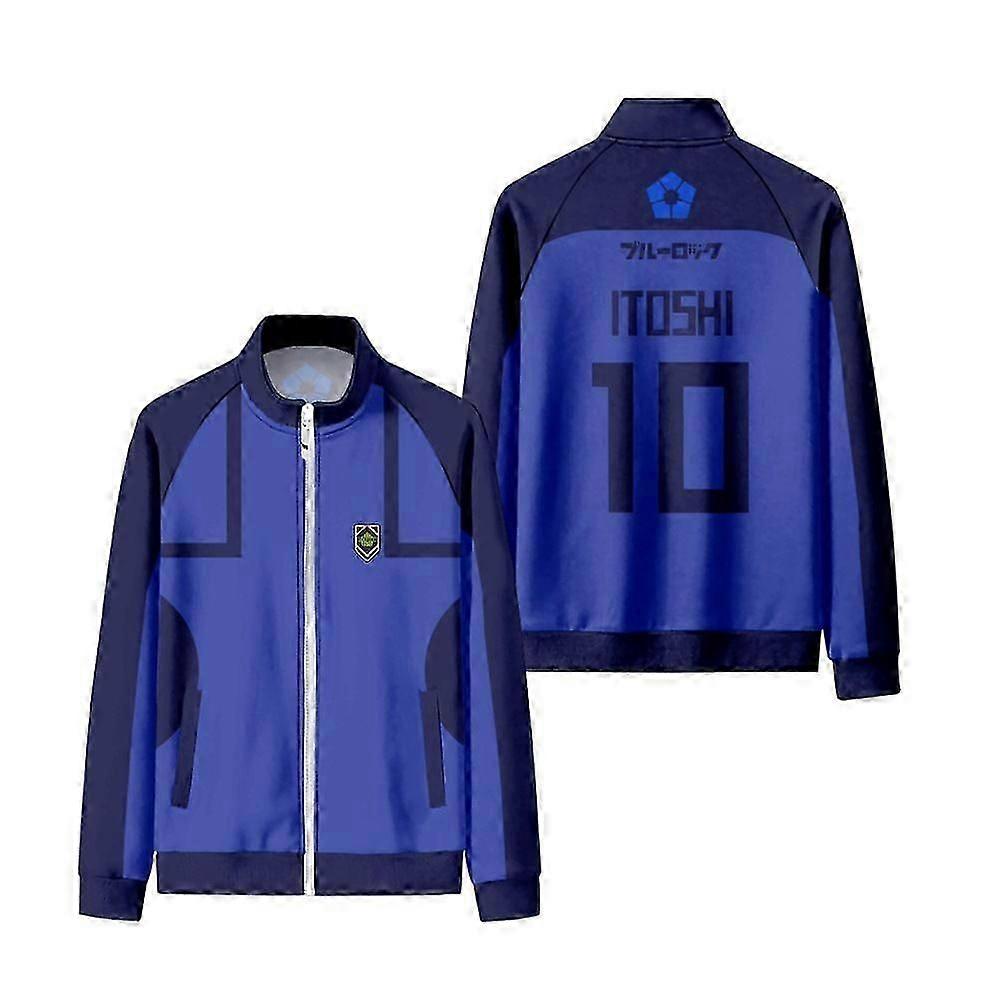 2025 BLUE LOCK Anime Character Col montant Sweat à capuche zippé Coupe décontractée Veste à imprimé numérique