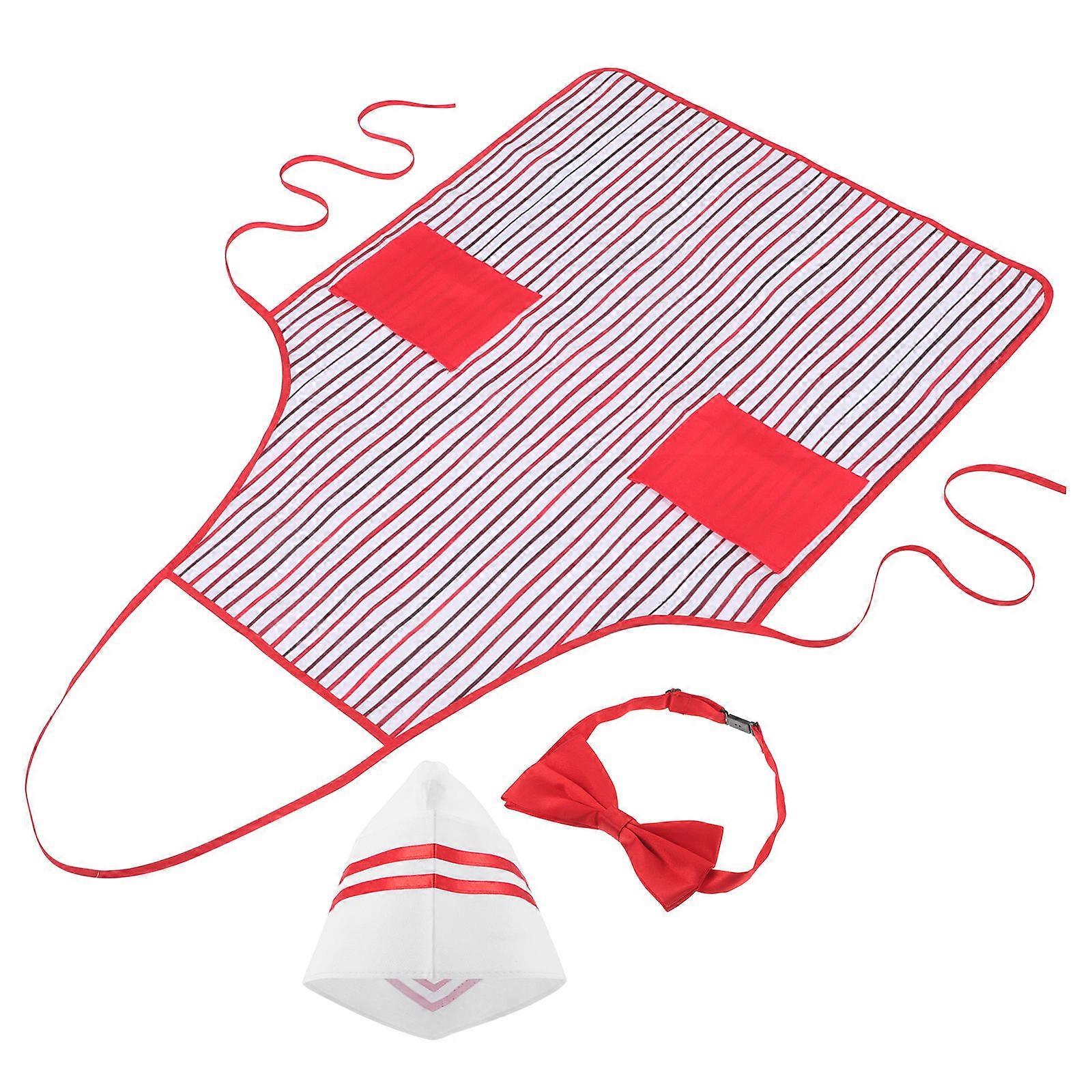 Chef Accessories for Role Playing 1Set Including Bowtie Hat and Apron Multi Color