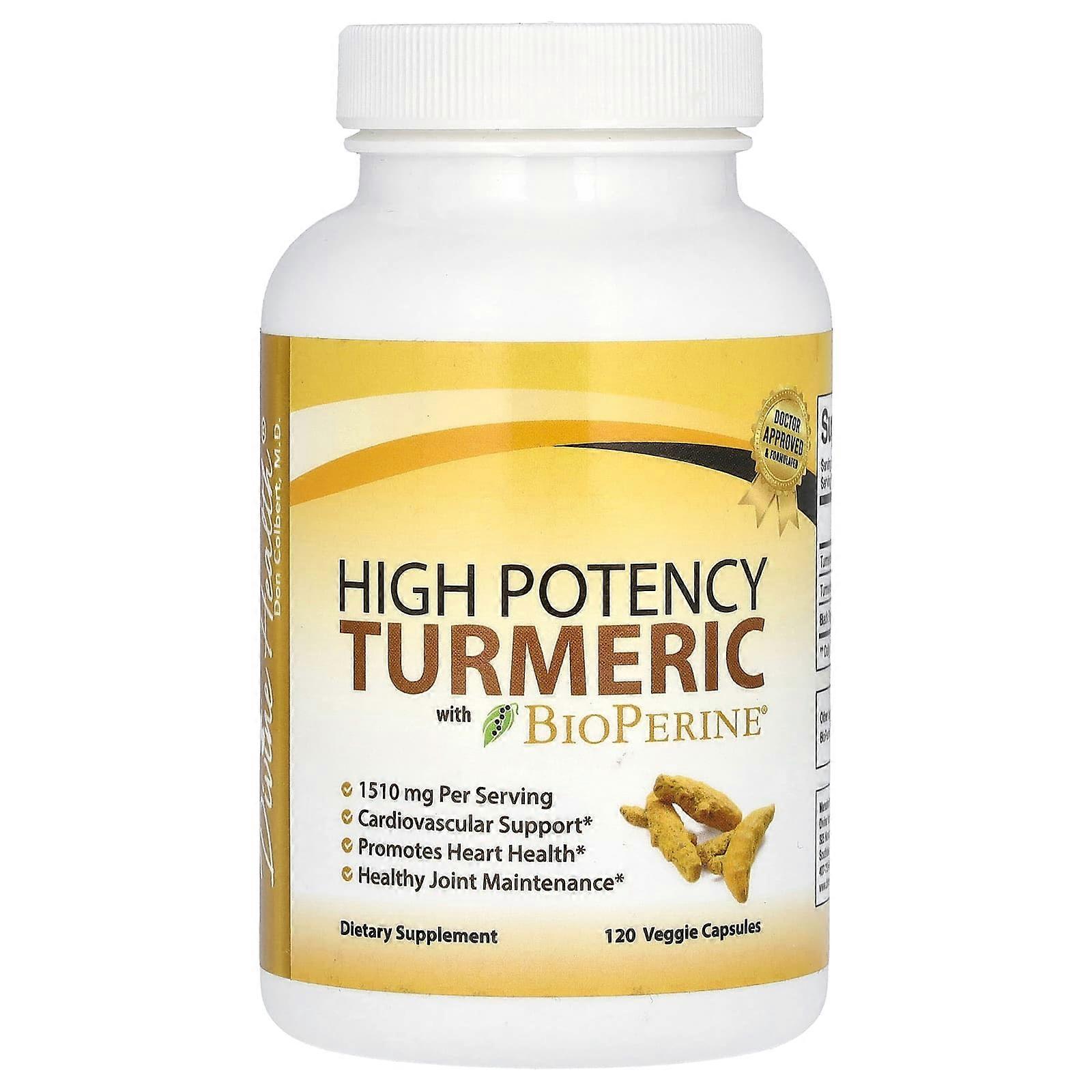 High Potency Turmeric With BioPerine, 120 Veggie Capsules